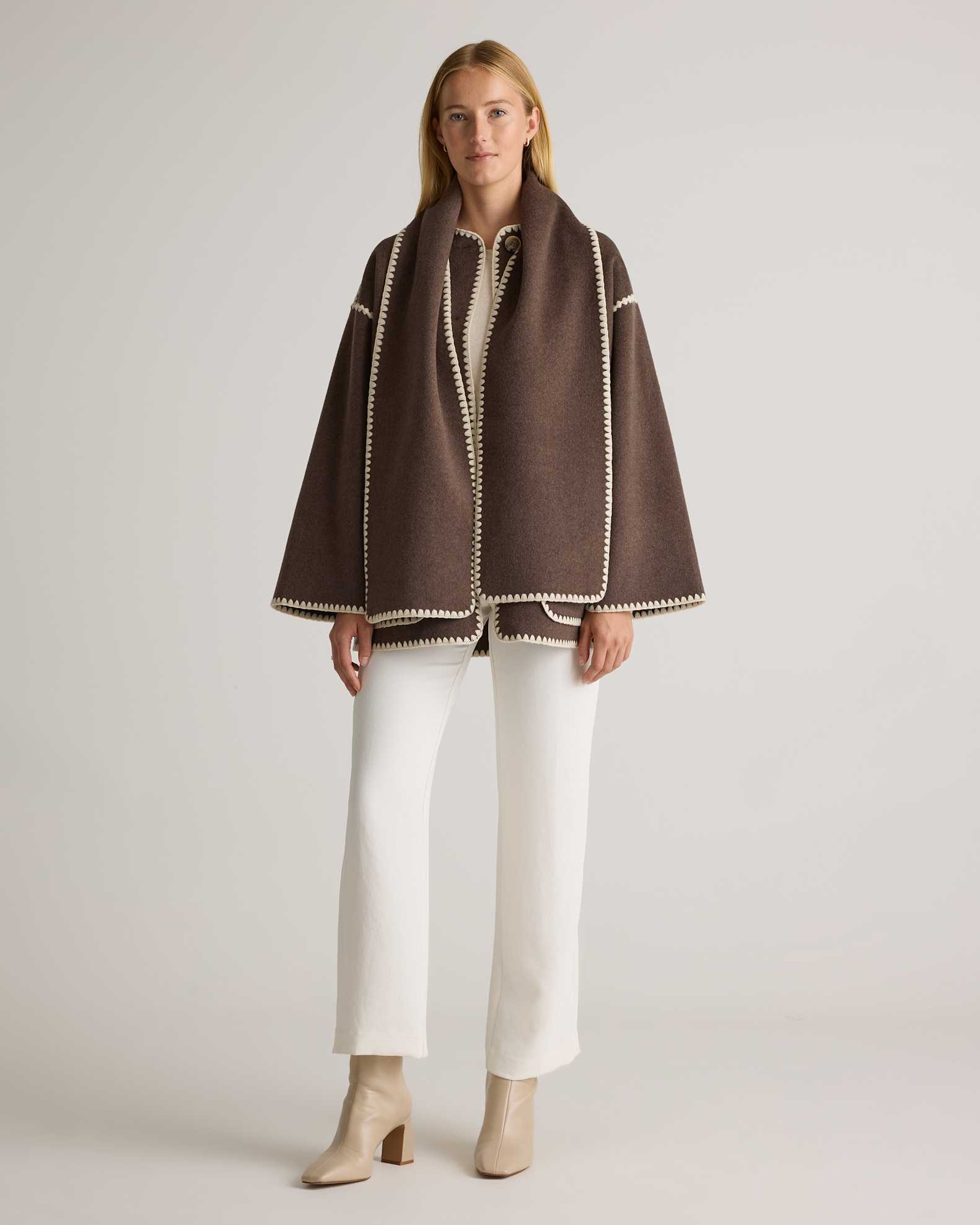 Double-Faced Merino Wool Scarf Coat