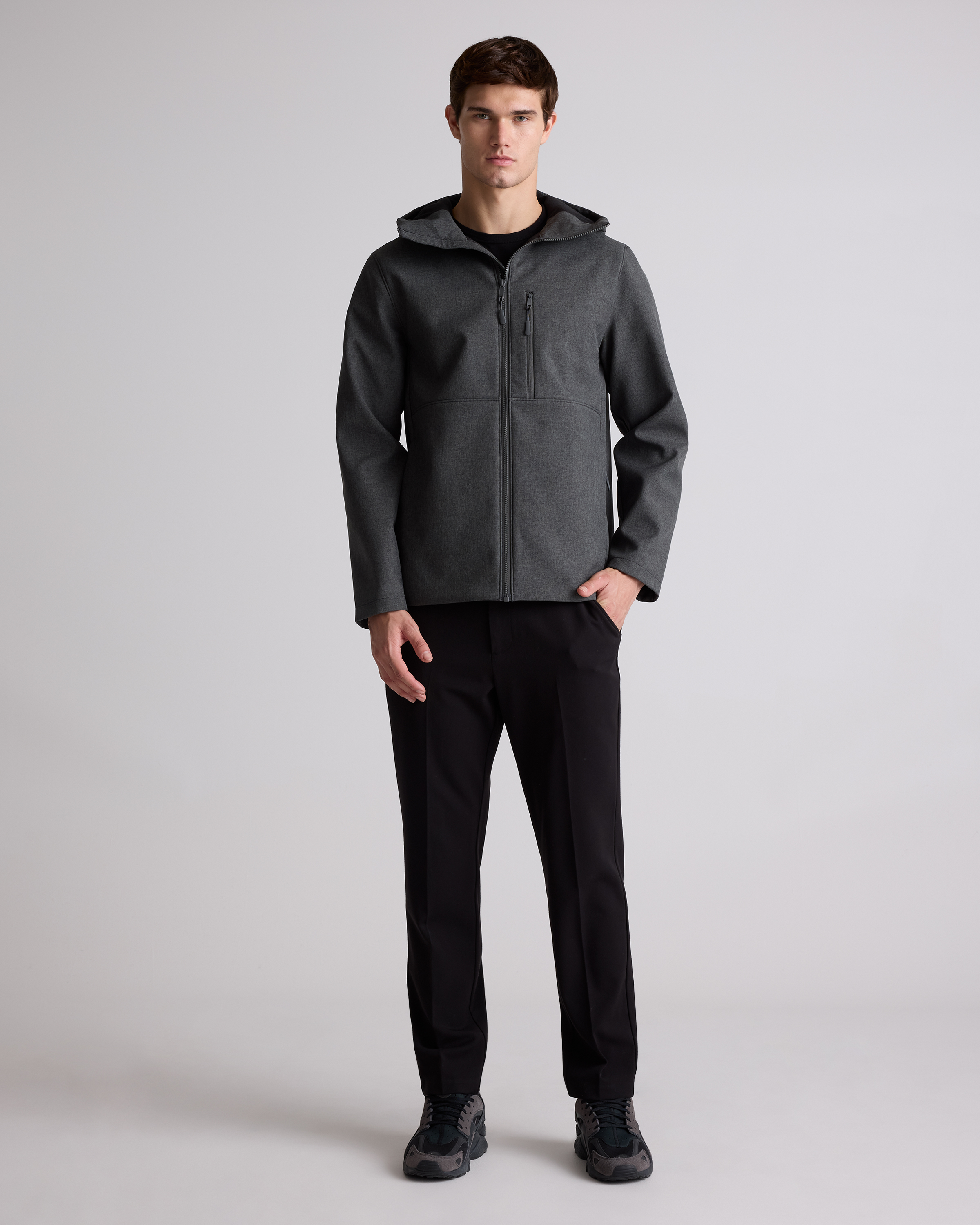 Softshell Fleece-Lined Full-Zip Hooded Jacket