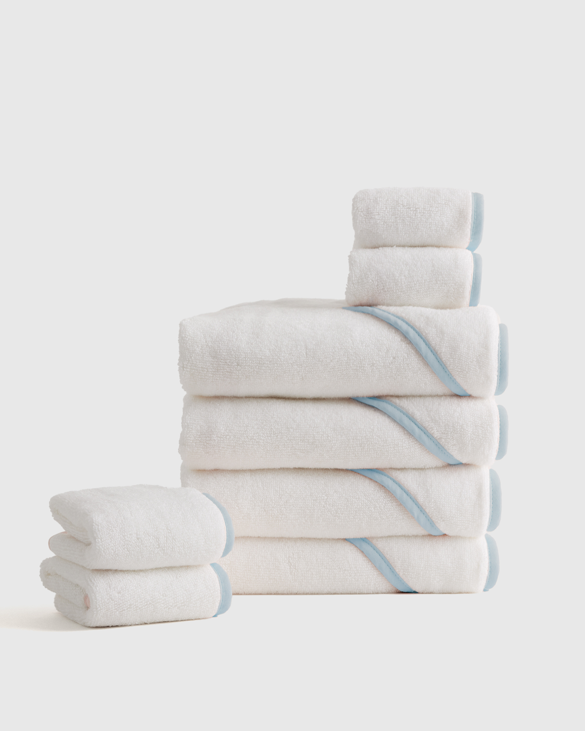 Light Blue Organic Turkish Cotton Baby Bath Bundle 8-Pack