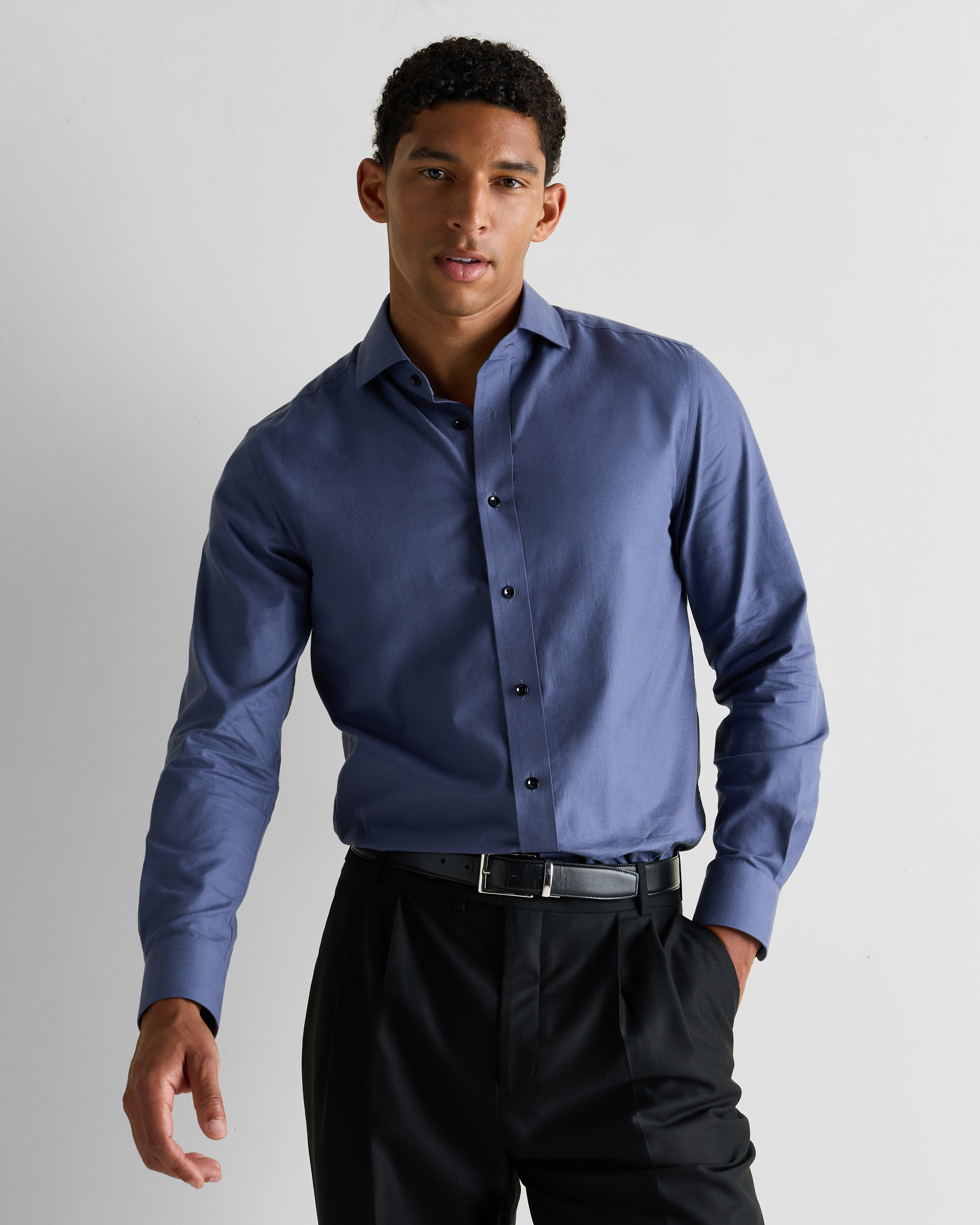 Heather Storm Blue Organic Cotton Cashmere Dress Shirt