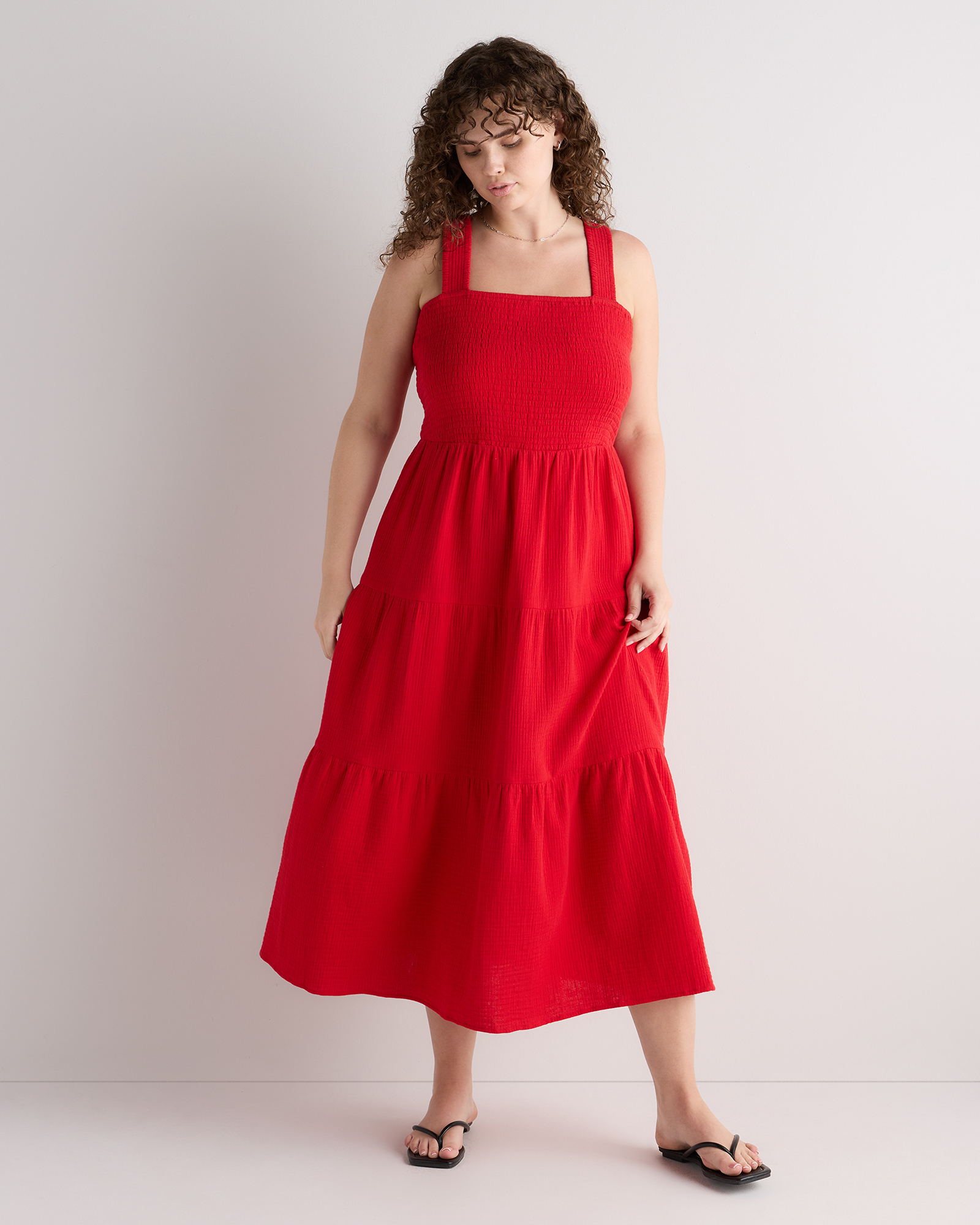 Wild Cherry 100% Organic Cotton Gauze Smocked Sleeveless Maxi Dress
