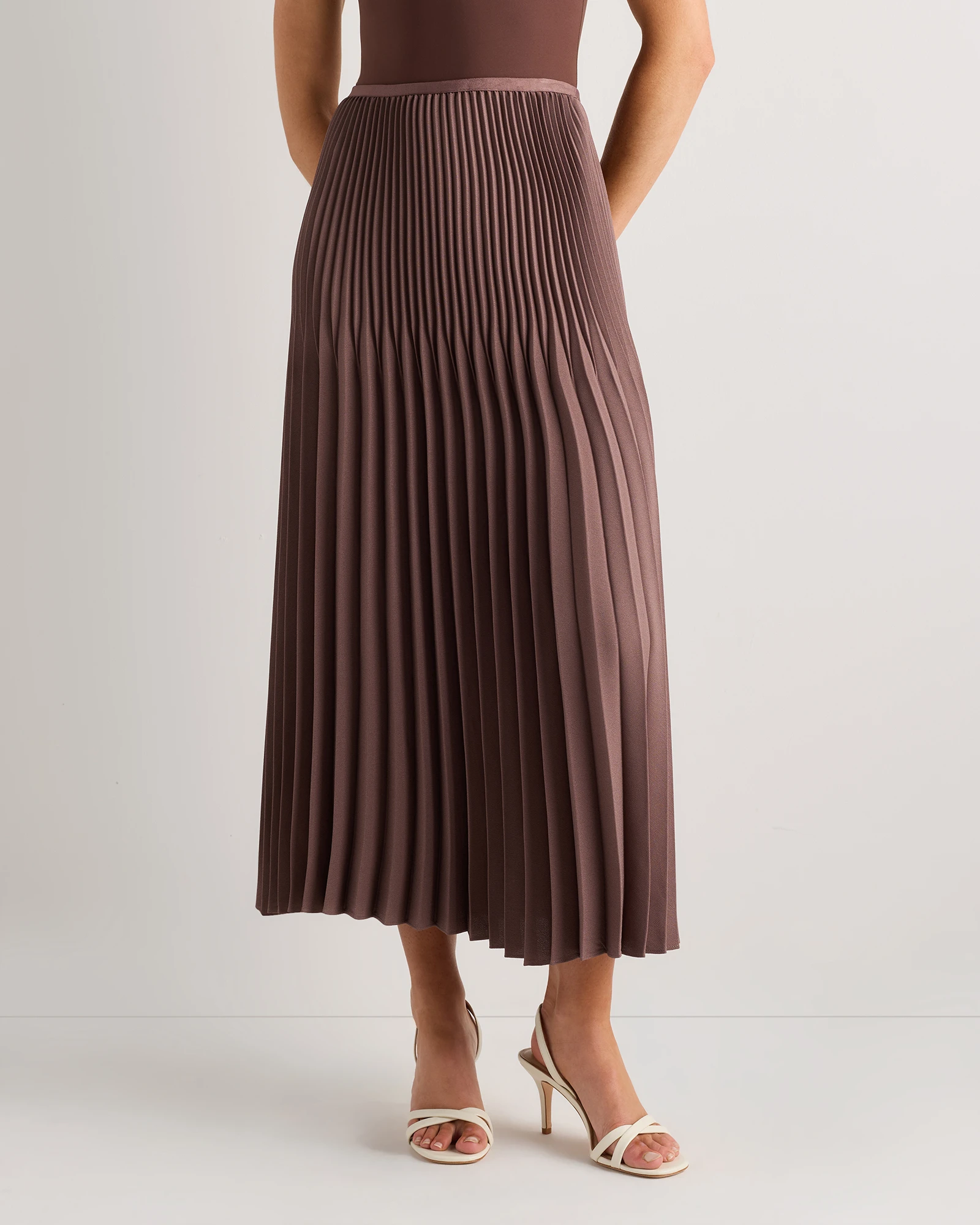 Pleated Matte Midi Skirt
