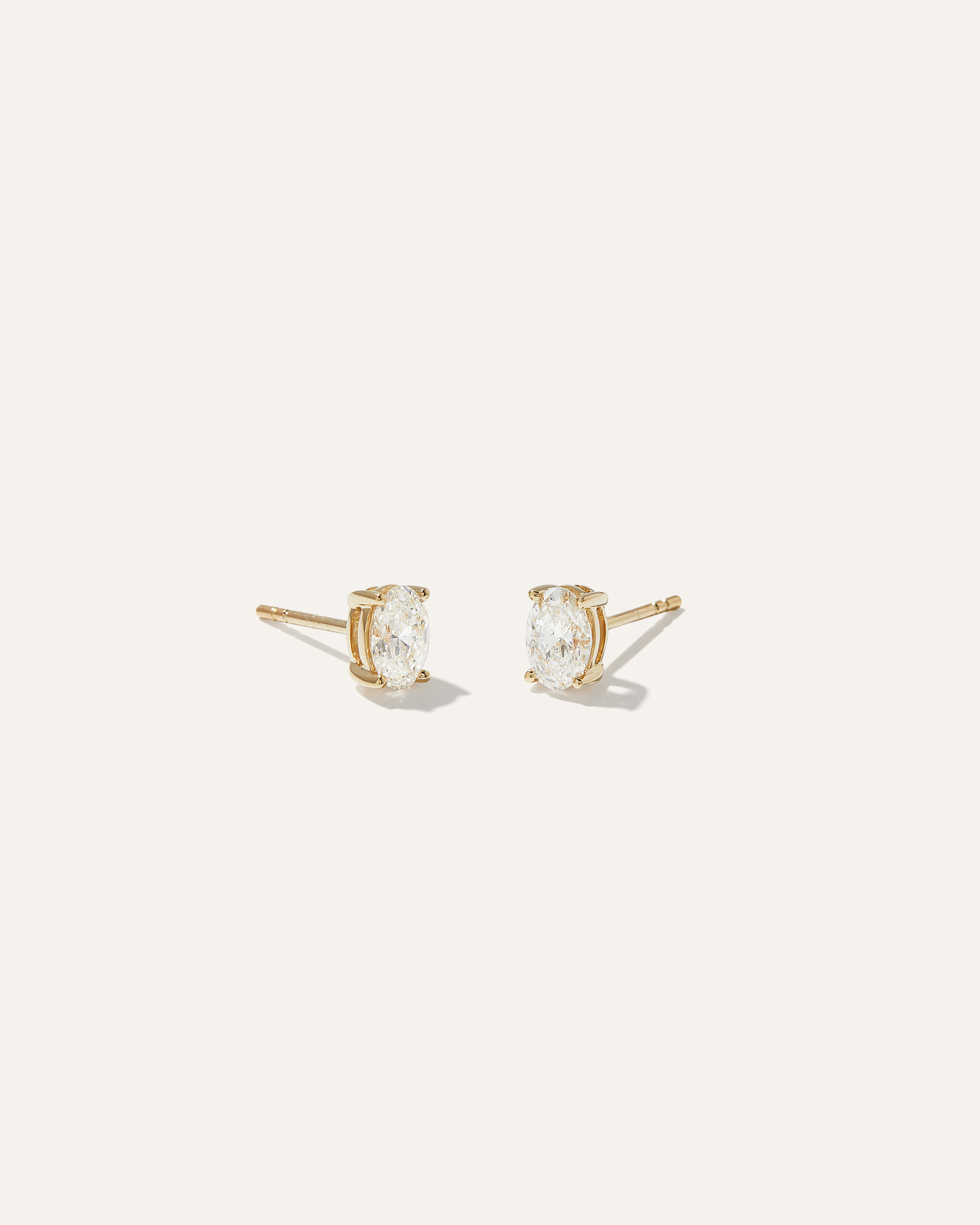 Yellow Gold 14k Gold Lab Grown Diamond Oval Solitaire Studs
