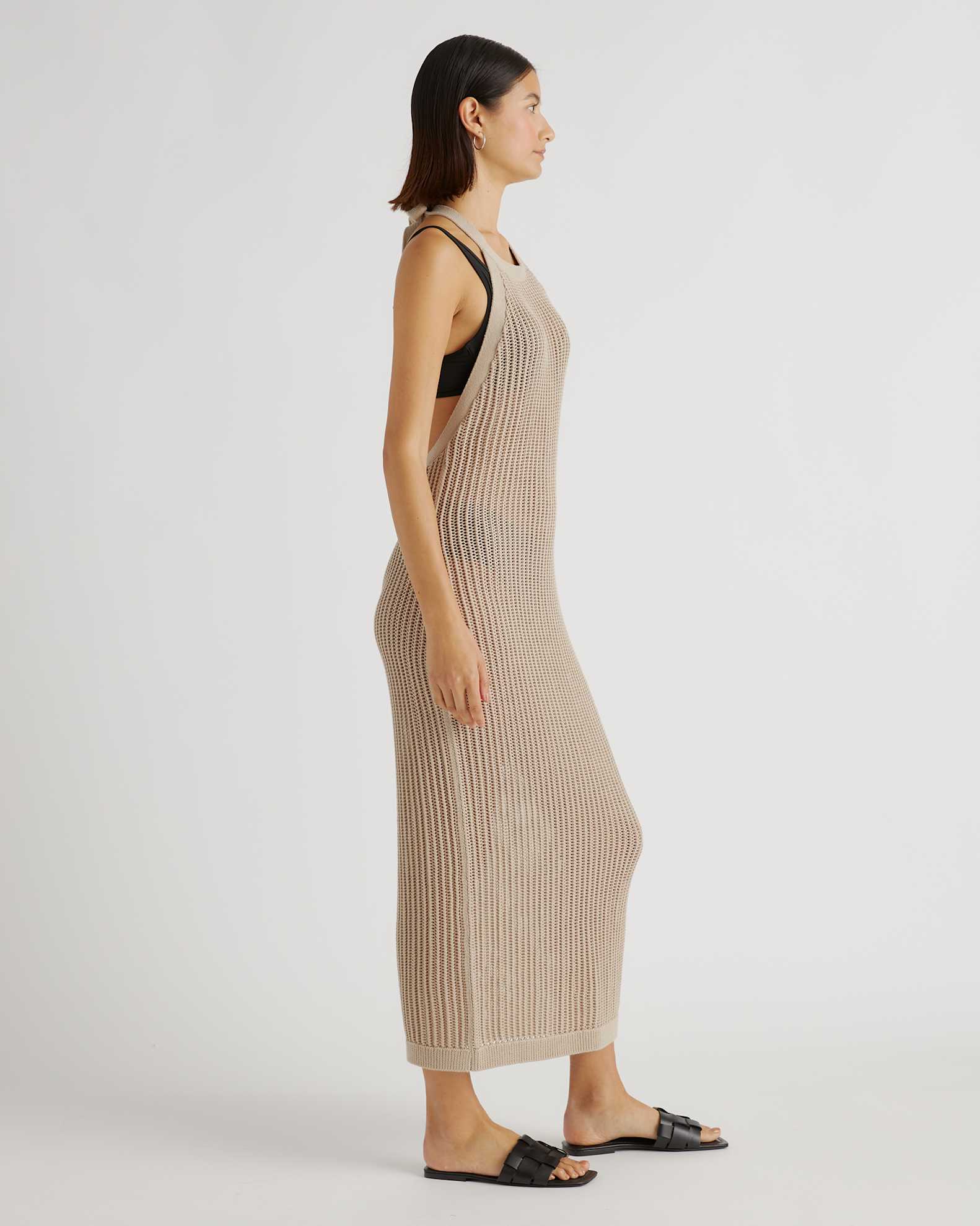 Quince Women's Open-Knit Cover-Up Maxi Dress, Size XL, Beige - 100% Organic Cotton, Perfect for Beach Days & Sightseeing Quince Women's Open-Knit Cover-Up Maxi Dress, Size XL, Beige - 100% Organic Cotton, Perfect for Beach Days & Sightseeing