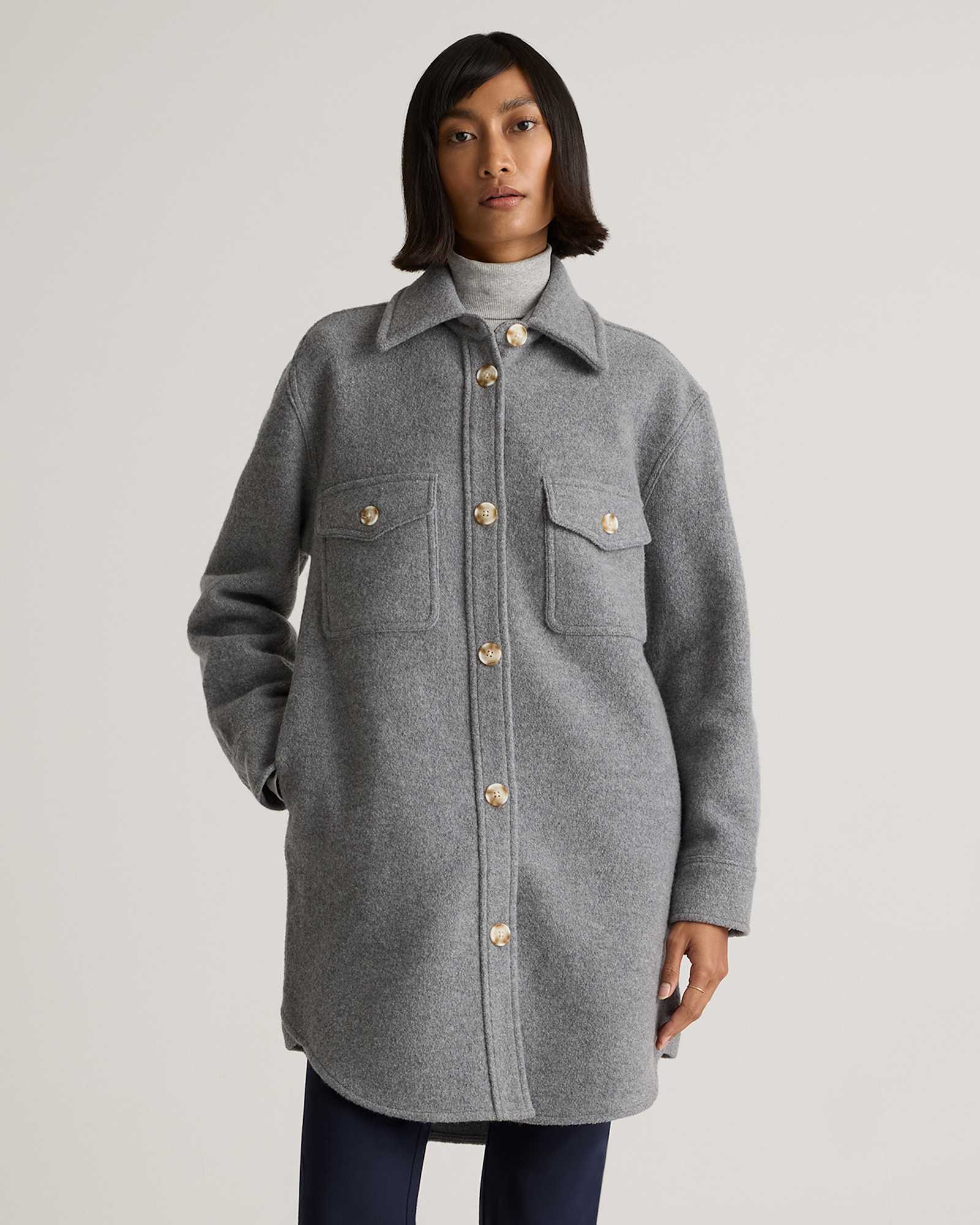 100% Merino Wool Long Shirt Jacket