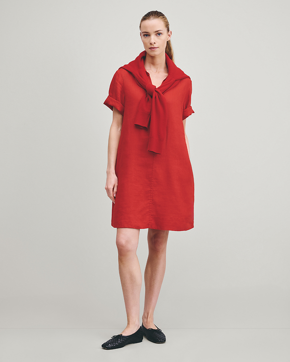 Chile 100% European Linen Popover Mini Dress