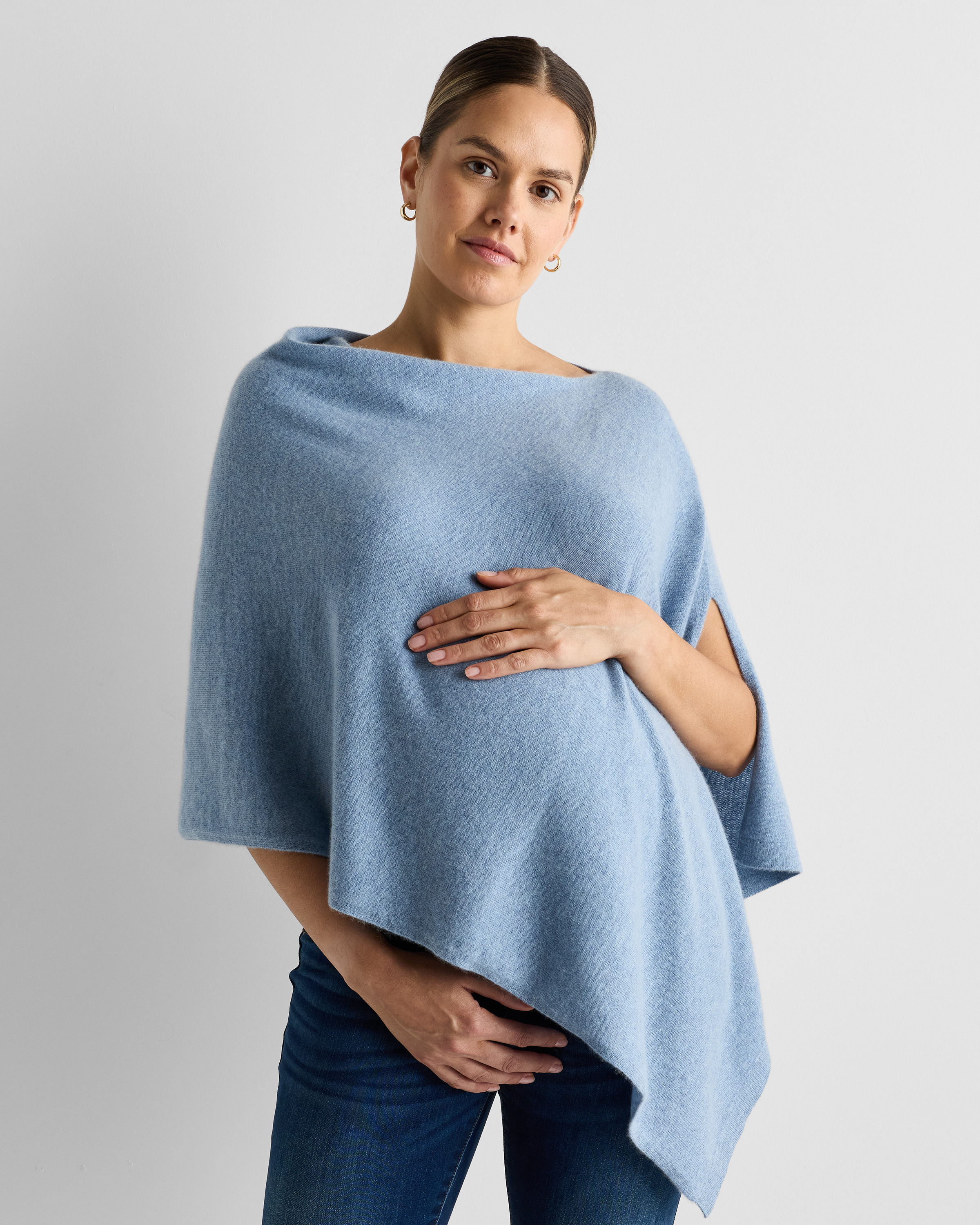 Faded Denim Mongolian Cashmere Nursing Shawl