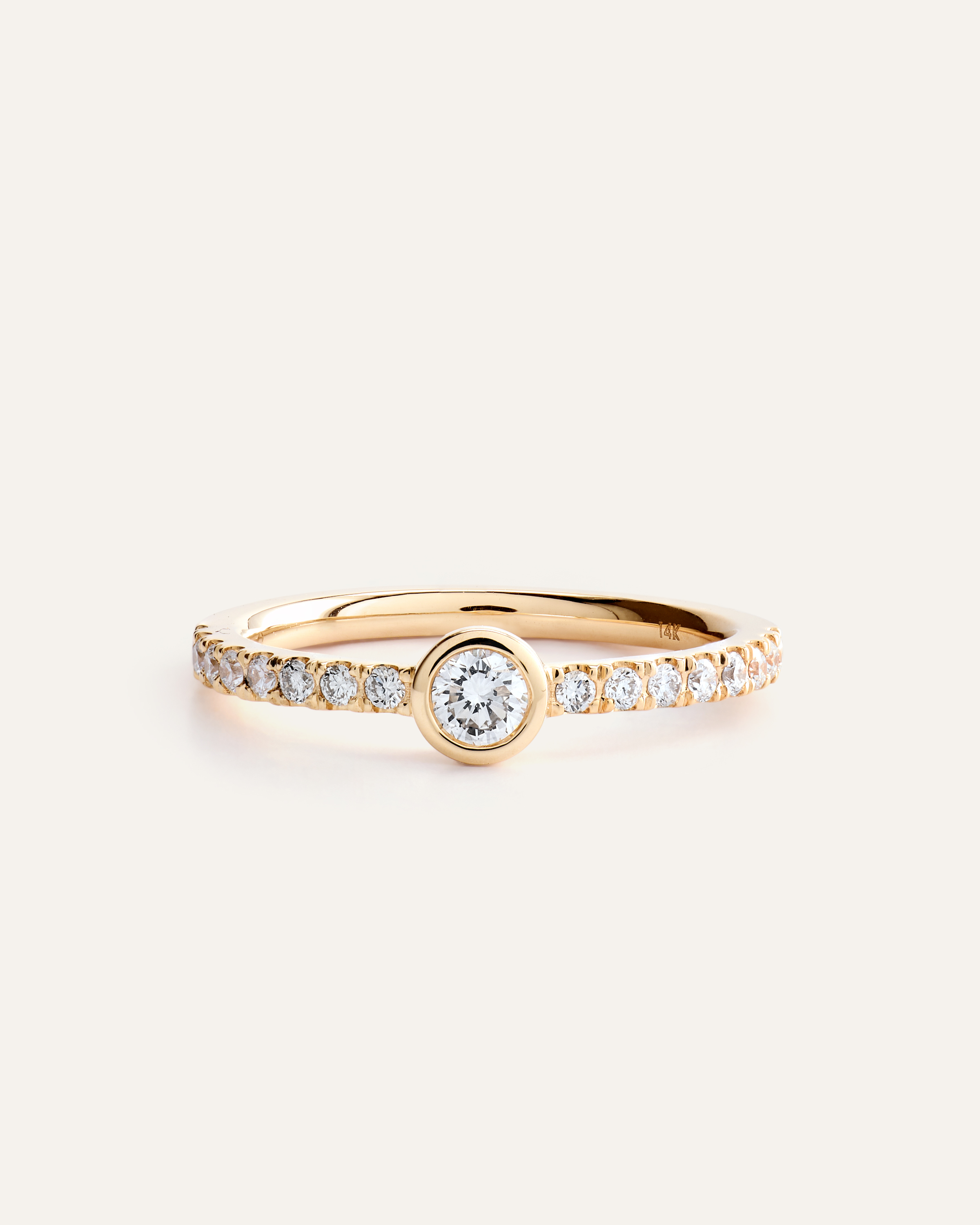 Yellow Gold 14K Gold Lab Grown Diamond Round Bezel Pave Ring