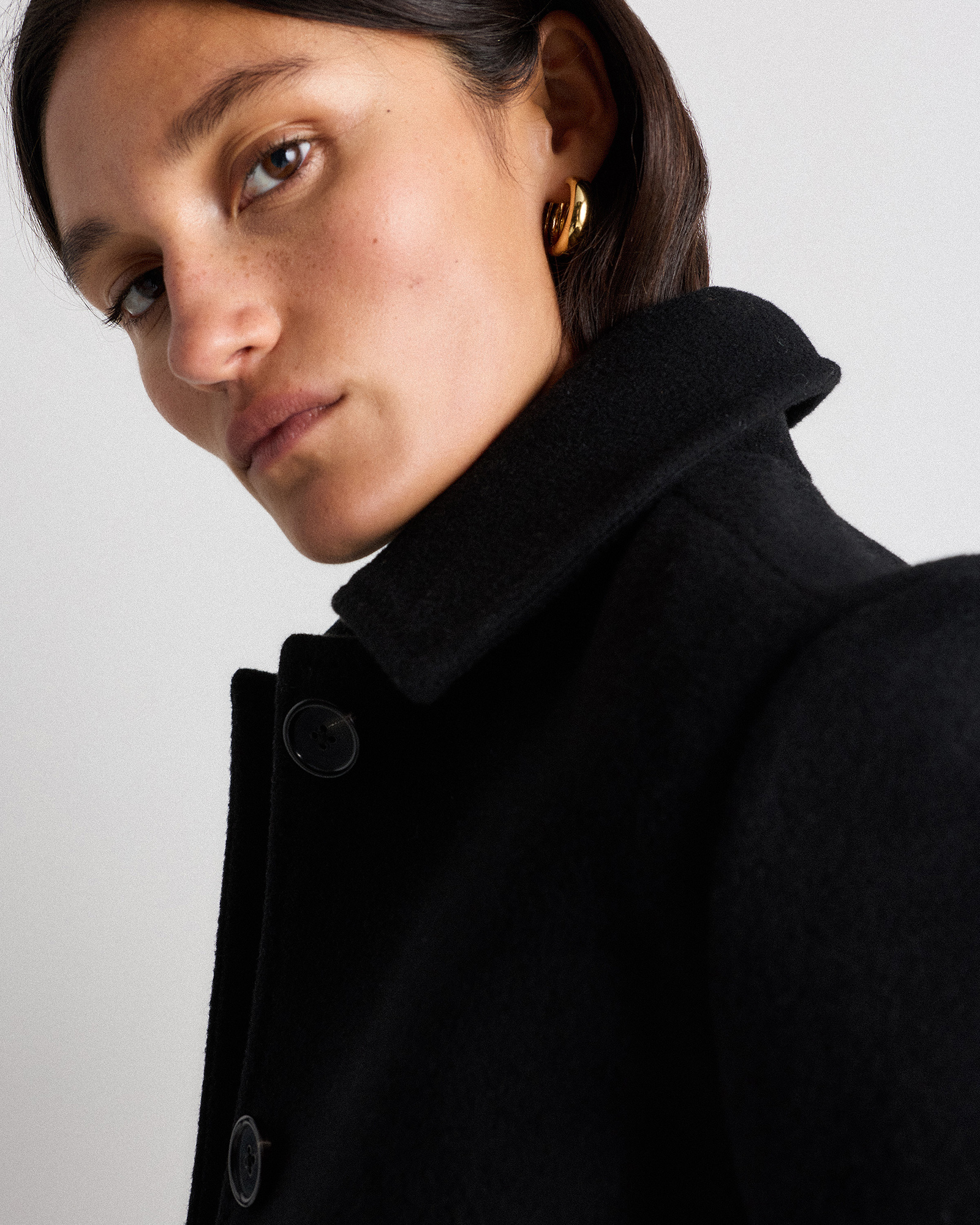 Wool Cashmere Short Coat in Black
