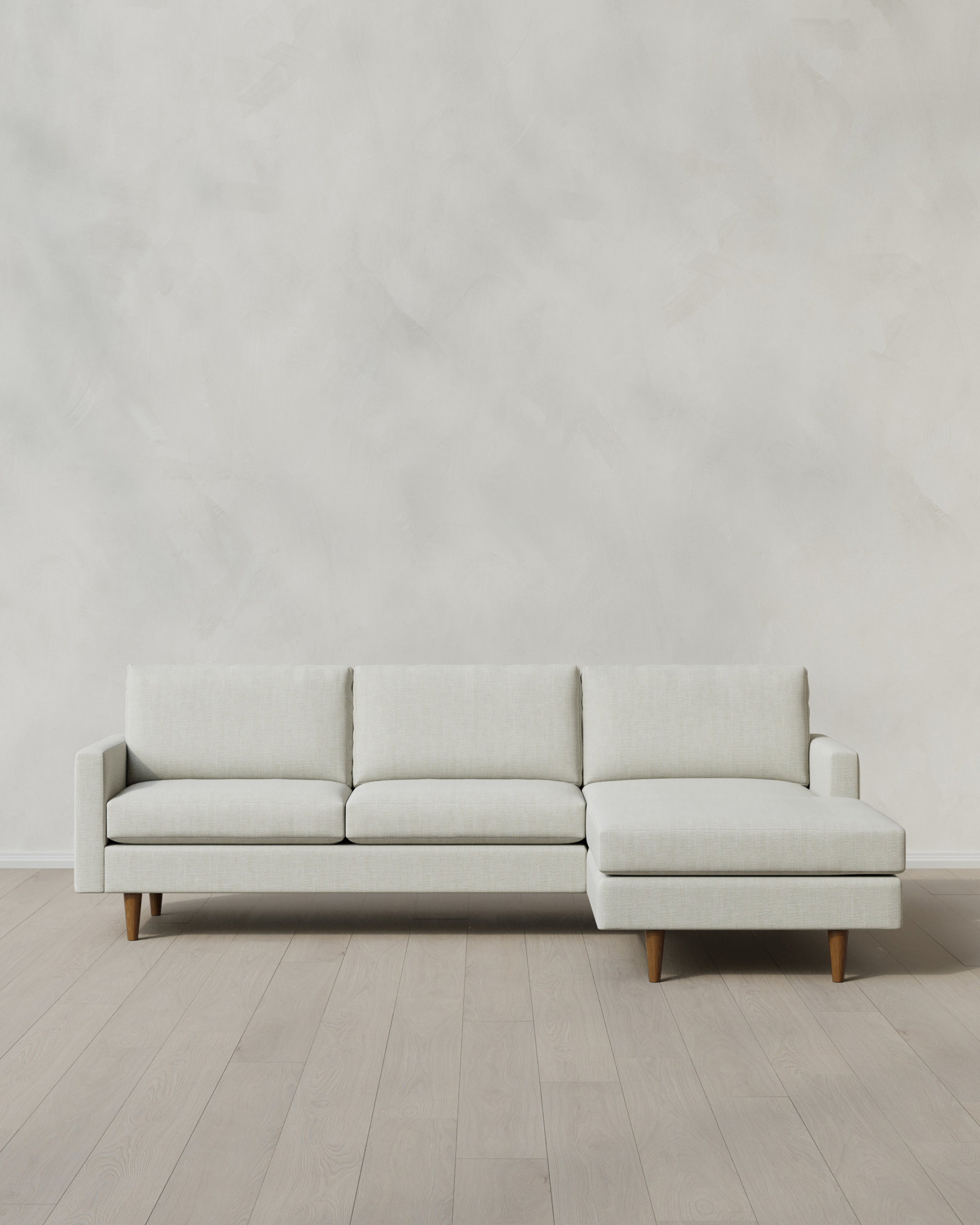 Sorrell Atlas Midcentury Chaise Sectional in Performance Chenille Linen Blend