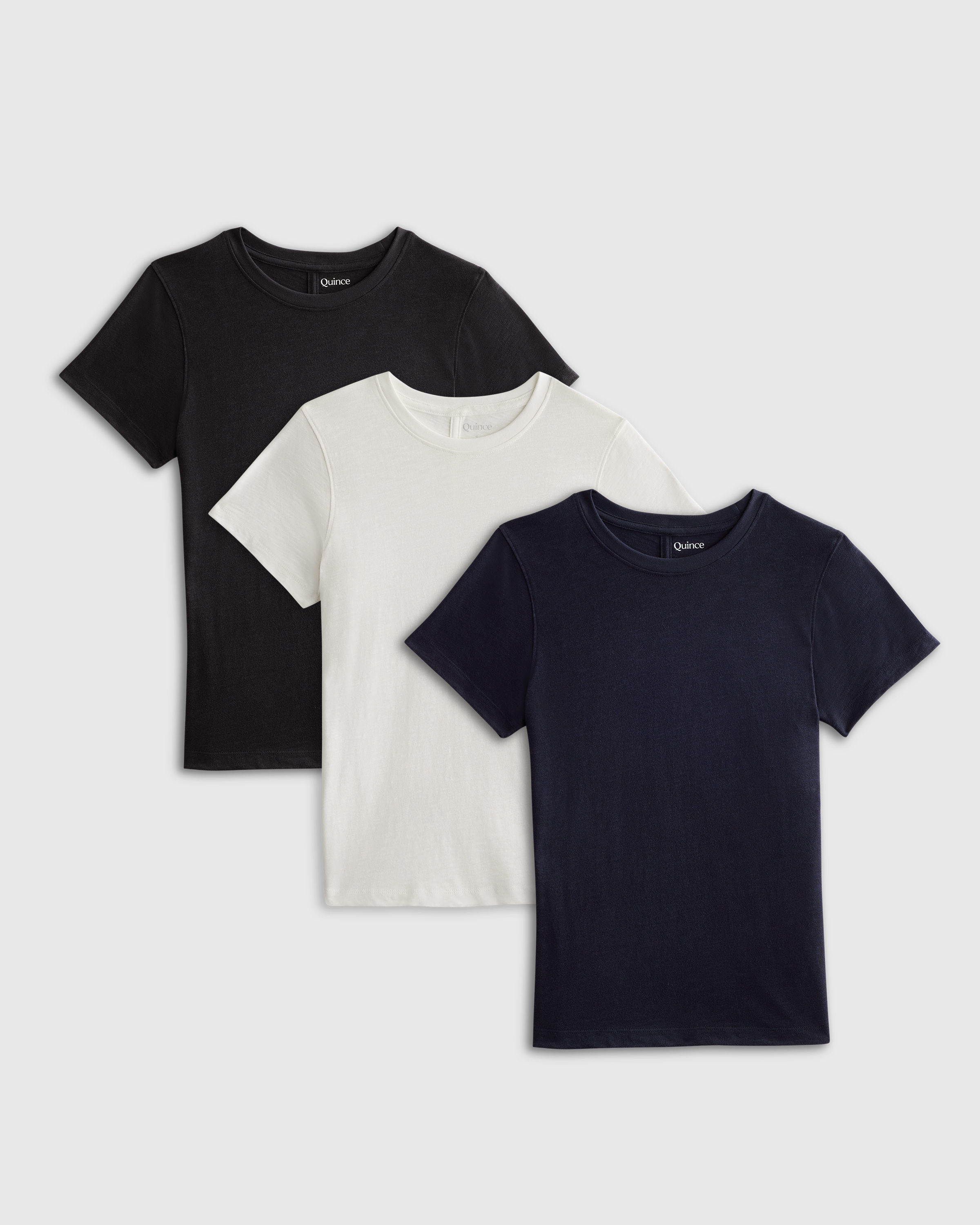 Black 100% Organic Cotton Slub Crewneck Tee 3 Pack Bundle