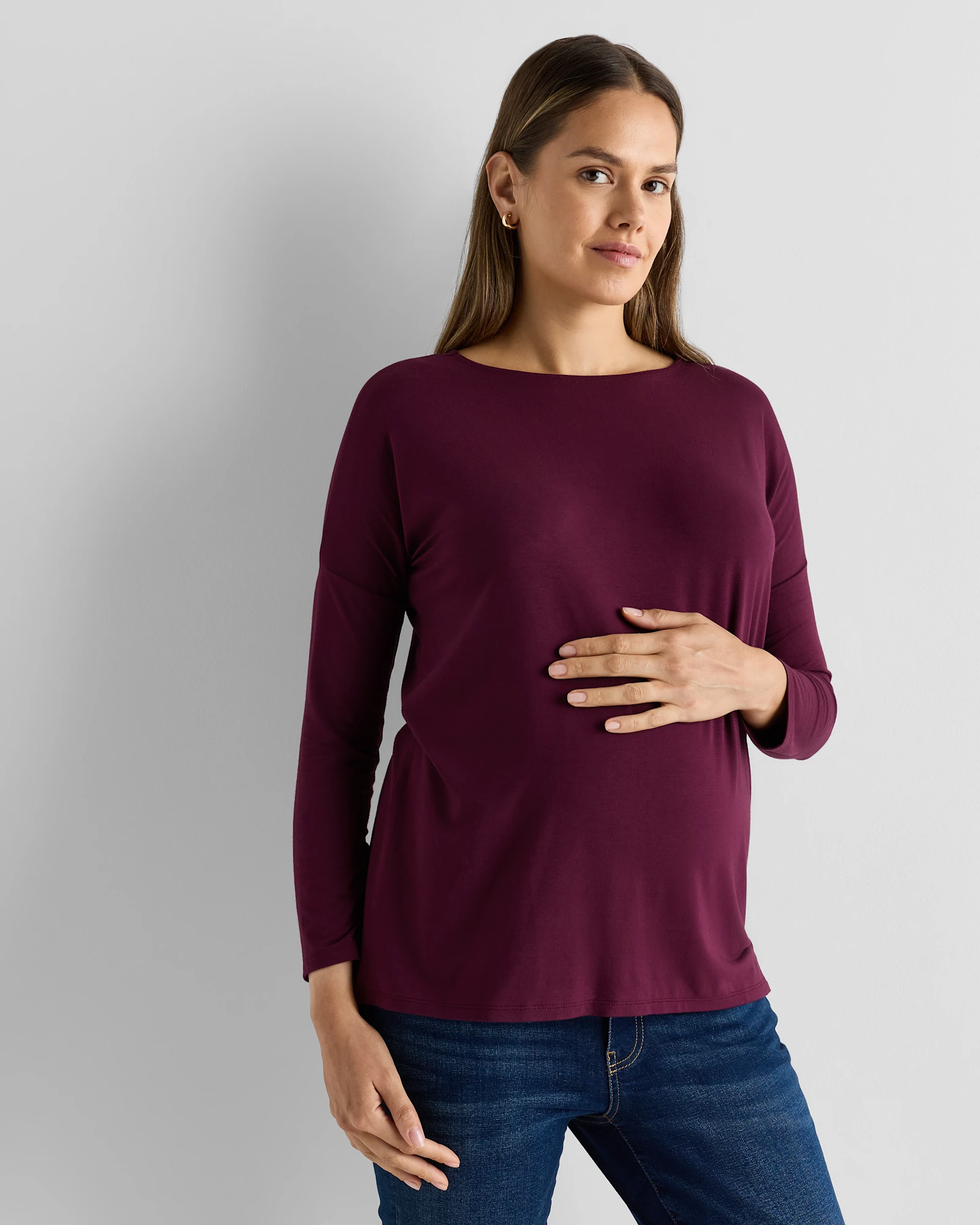 Bamboo Jersey Maternity Long Sleeve Tee (2-pack)
