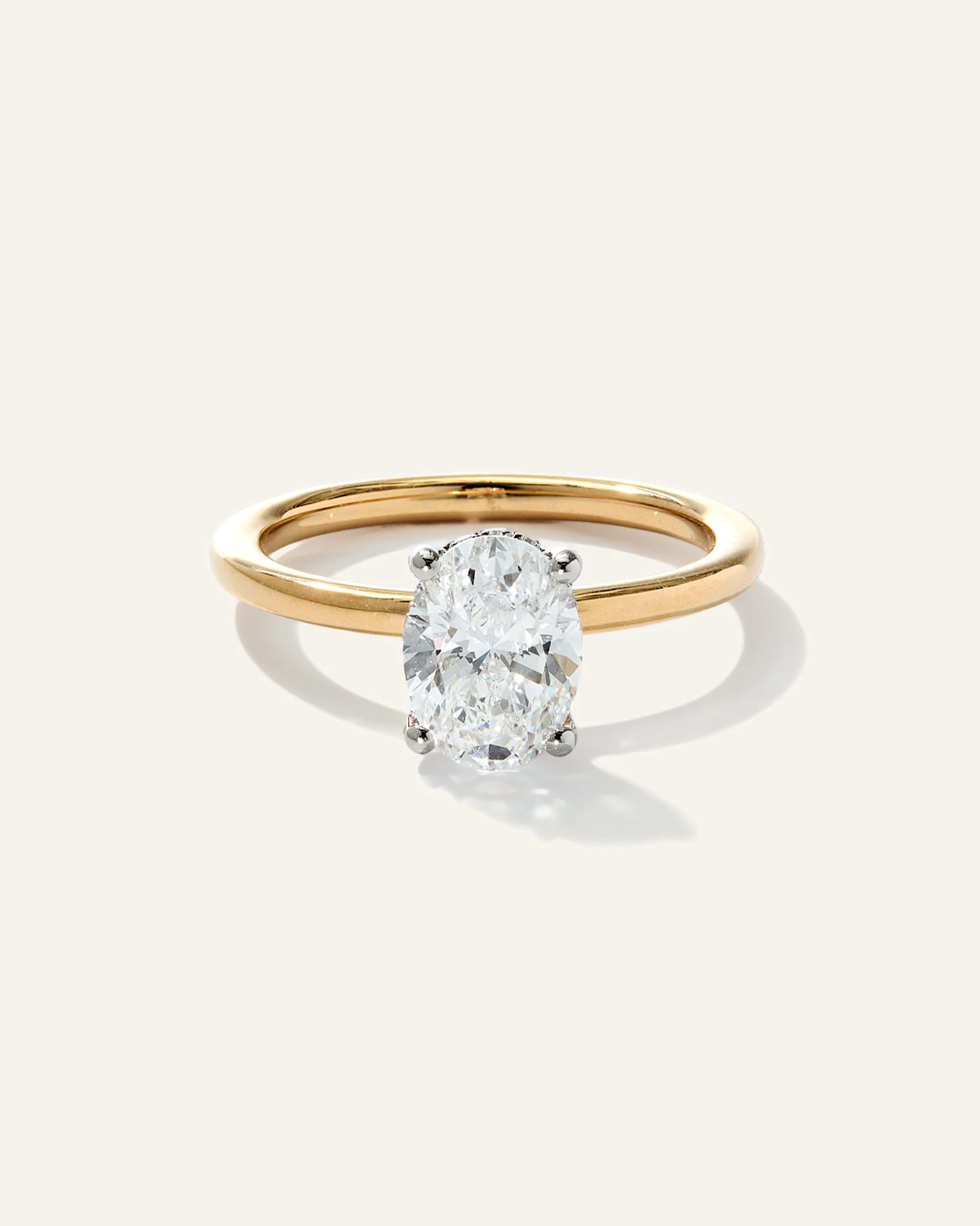 Lab Grown Diamond Oval Petite Hidden Halo Engagement Ring