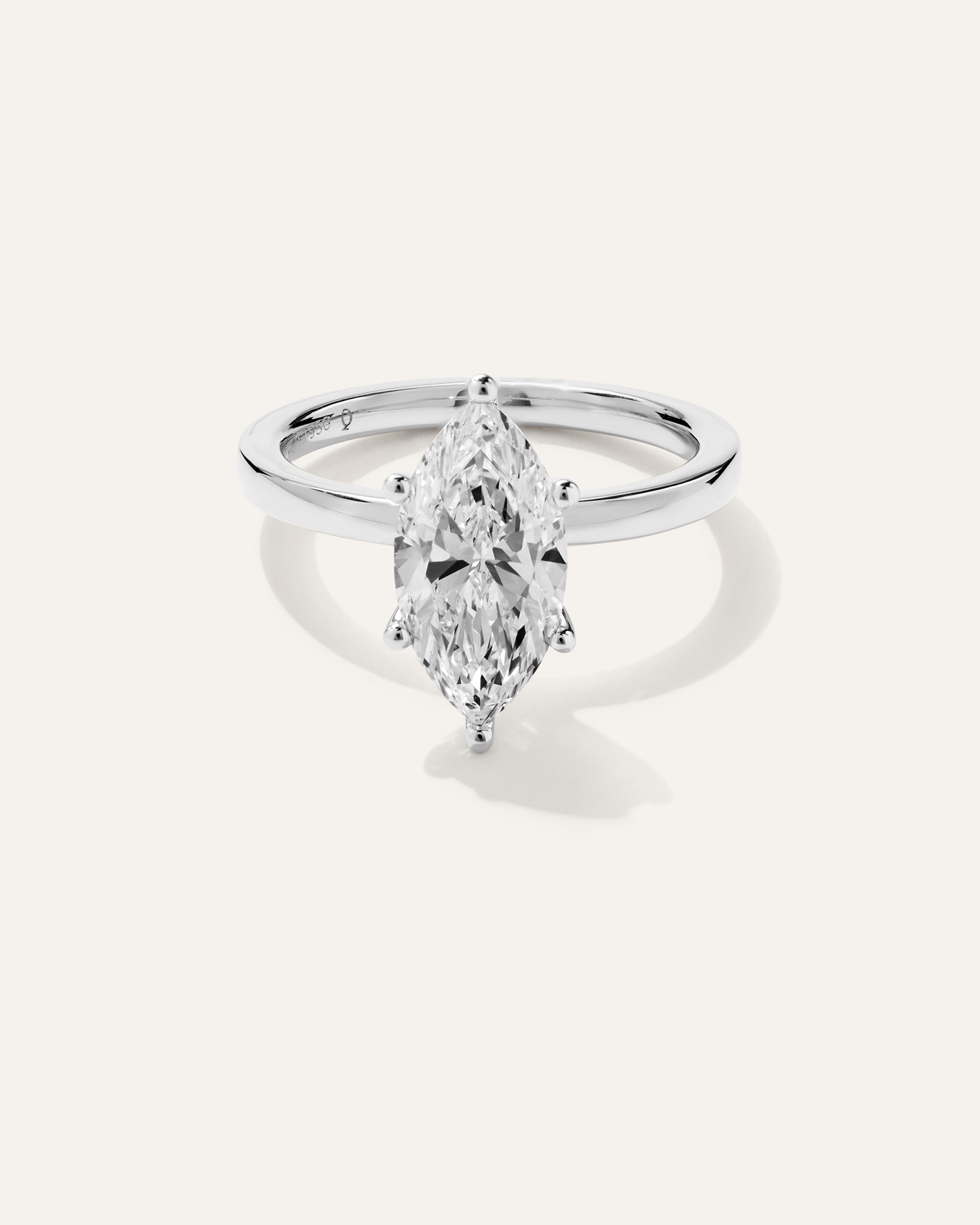 White Gold Lab Grown Diamond Marquise Comfort Fit Engagement Ring