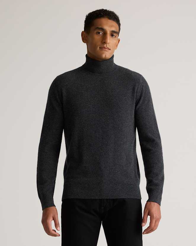 Heather Charcoal Mongolian Cashmere Roll Neck Jumper