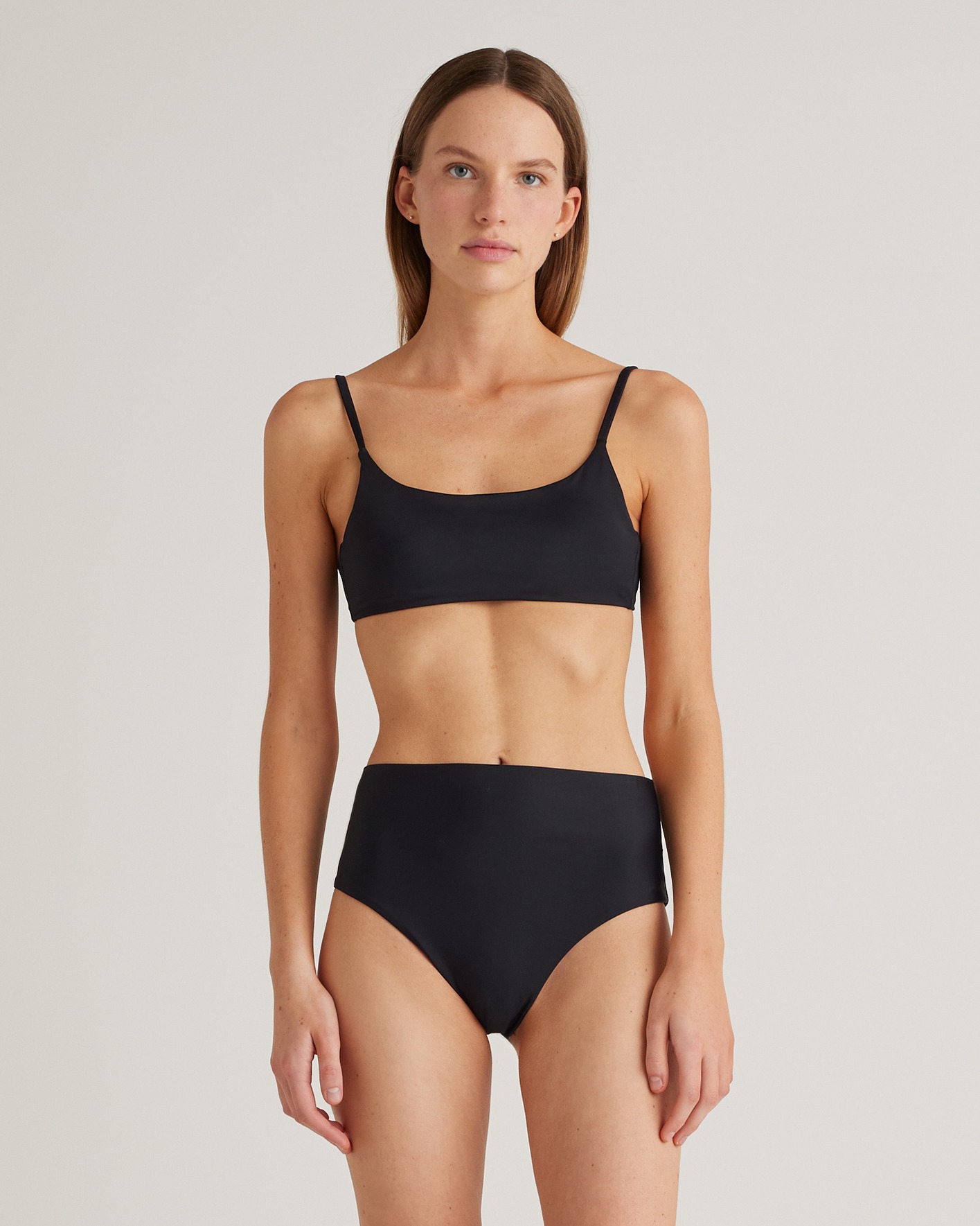 Black Italian Scoop Neck Bikini Top