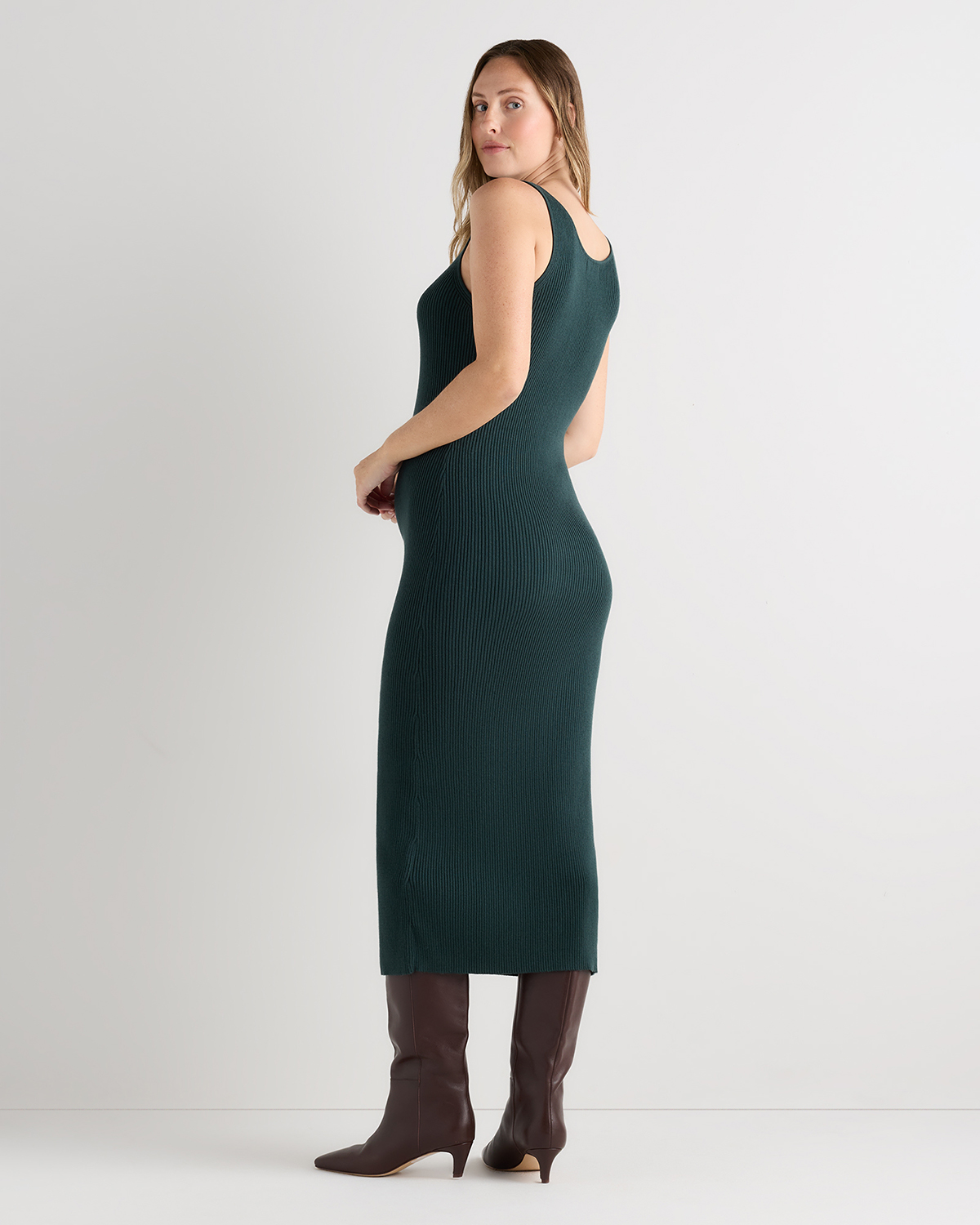 Cotton Cashmere Maternity Fitted Midi Dress