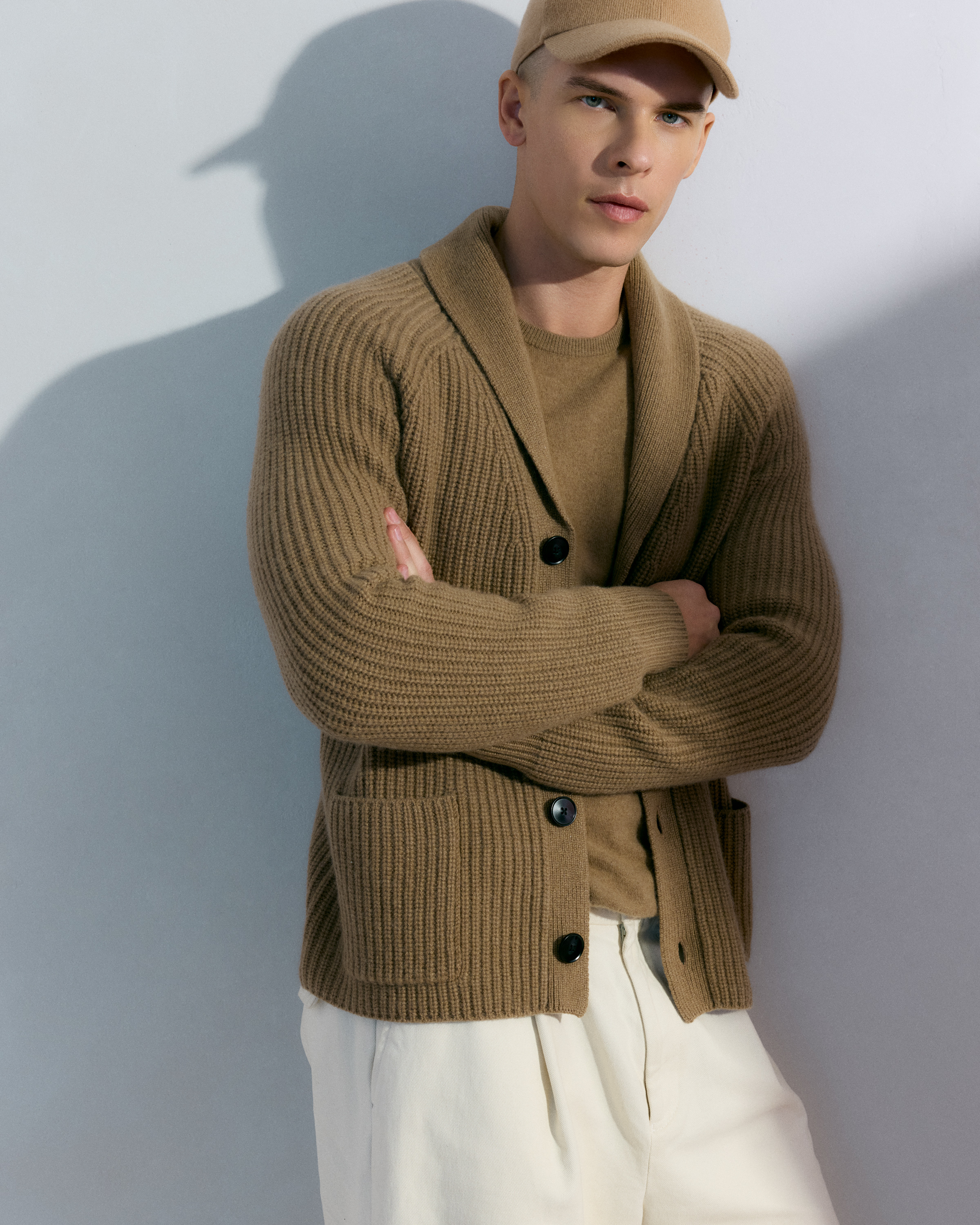 Mongolian Cashmere Shawl Collar Cardigan