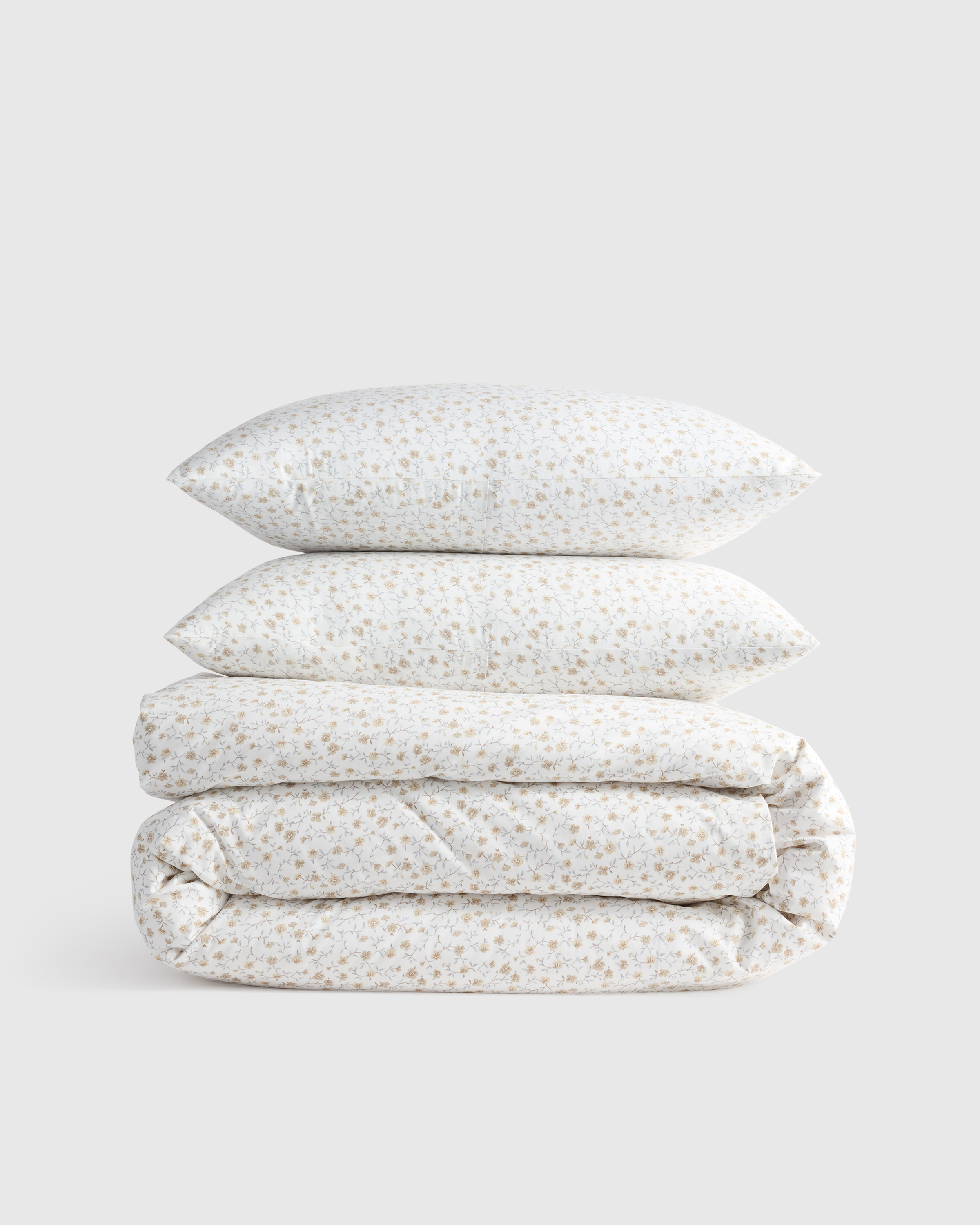 Toffee Florette Classic Organic Percale Floral Duvet Cover Set