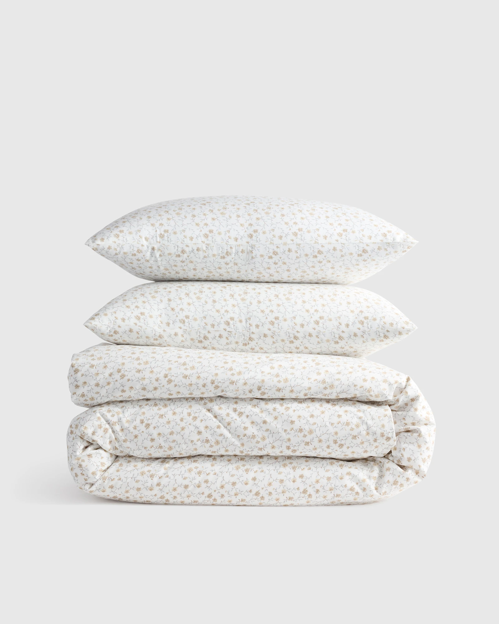 Organic Crisp Percale Floral Duvet Cover Set - Green Florette, King/Cal King