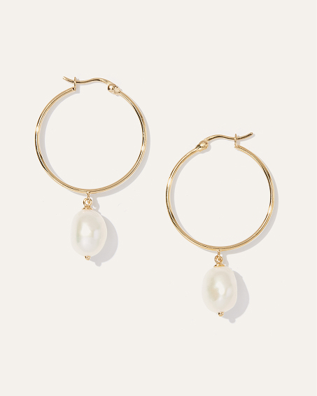 Gold Vermeil Large Organic Freshwater Cultured Pearl Hoops