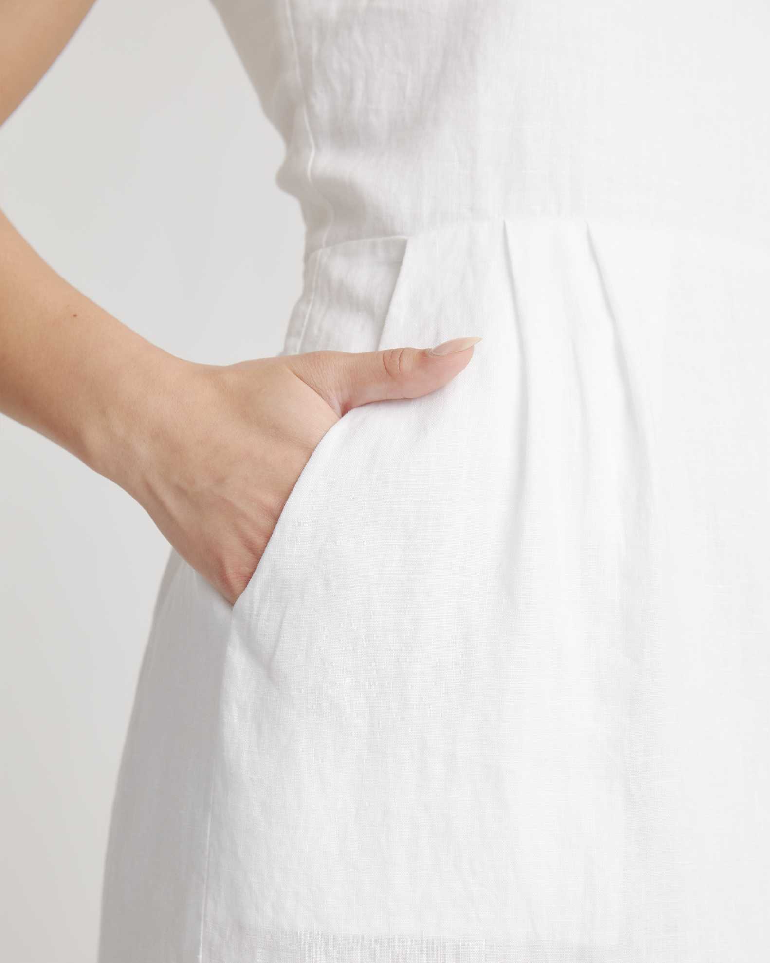 Quince Women's European Linen Scoop Neck Midi Dress, Breathable & Lightweight, Size XS, White Quince Women's European Linen Scoop Neck Midi Dress, Breathable & Lightweight, Size XS, White