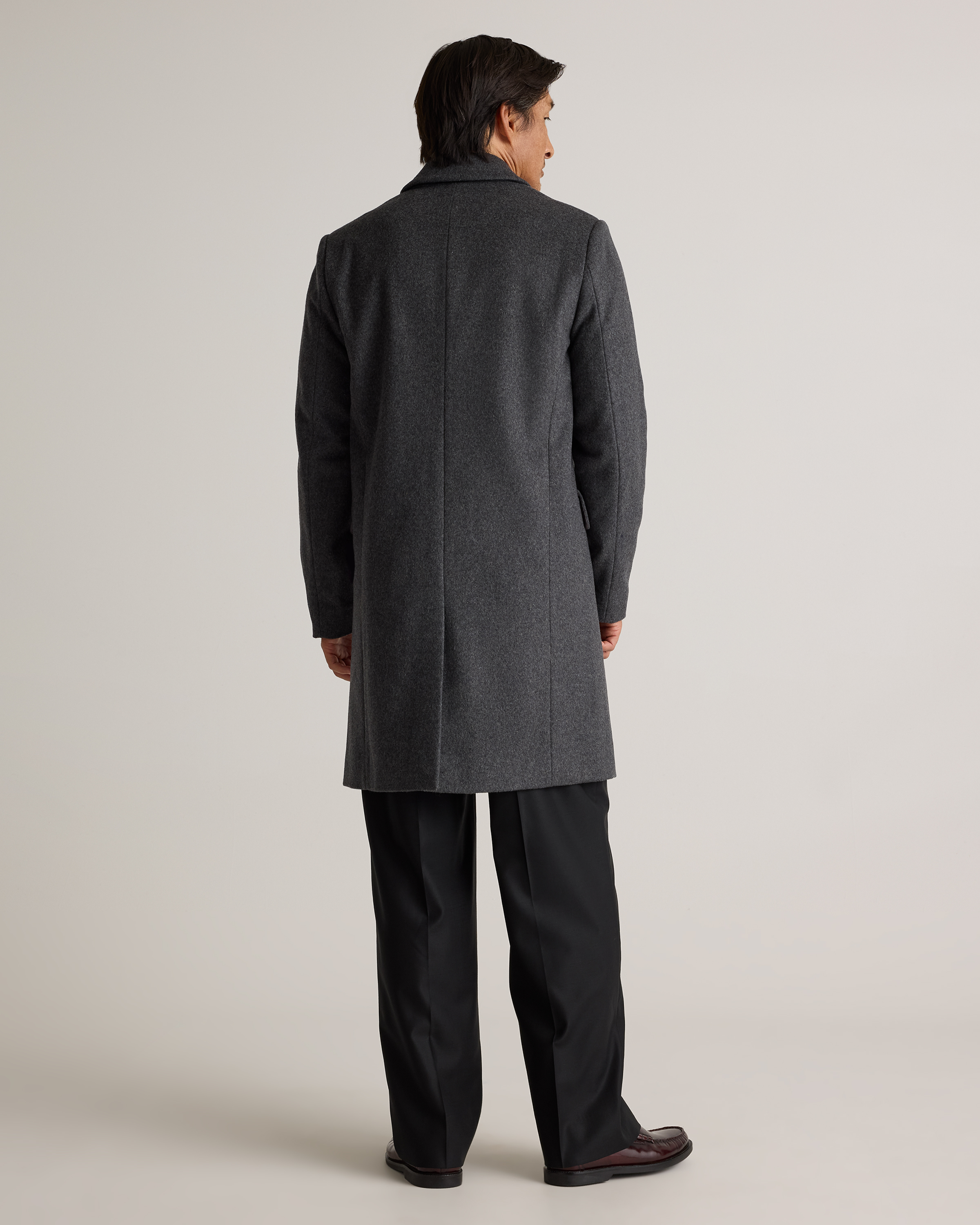 Italian Wool Overcoat in Heather Charcoal