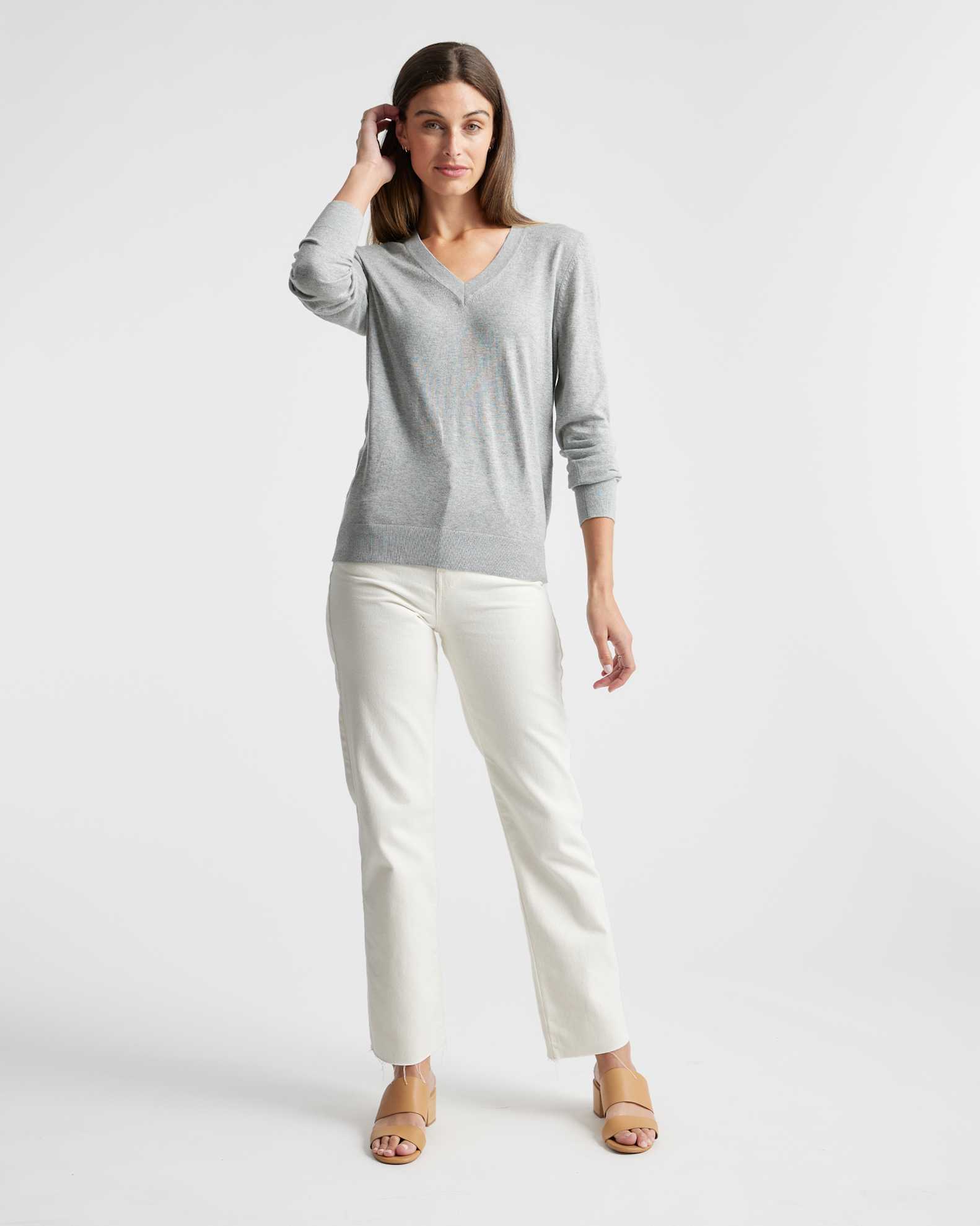 Lightweight Cotton Cashmere V-Neck Sweater