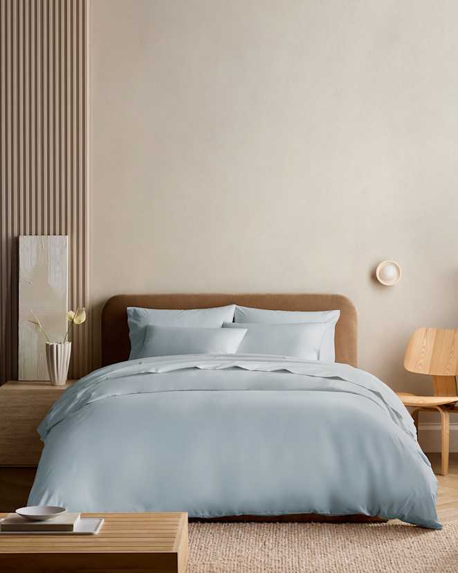 Sky Blue Organic Crisp Percale Duvet Cover Set