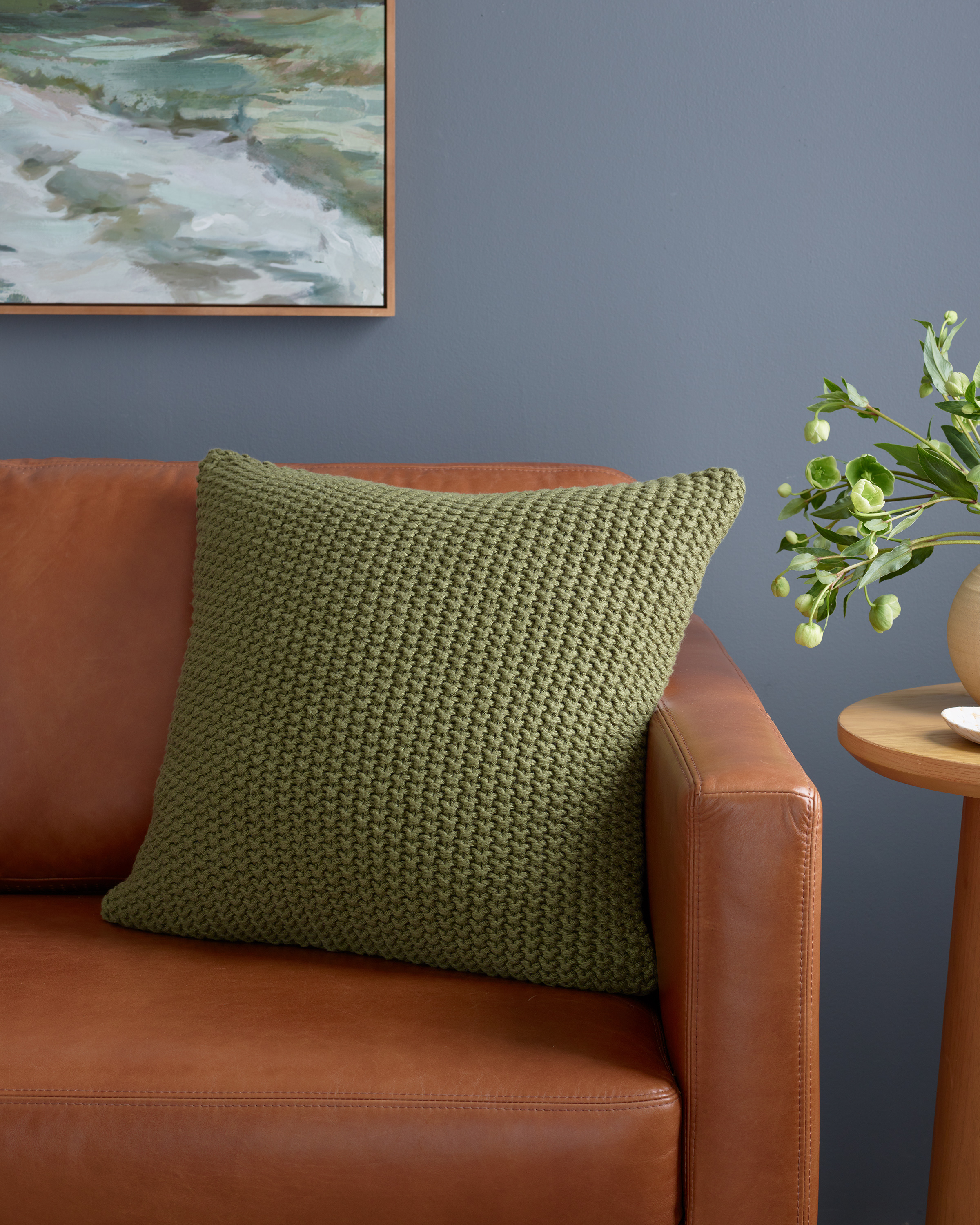 Olive Cotton Fisherman Pillow Cover