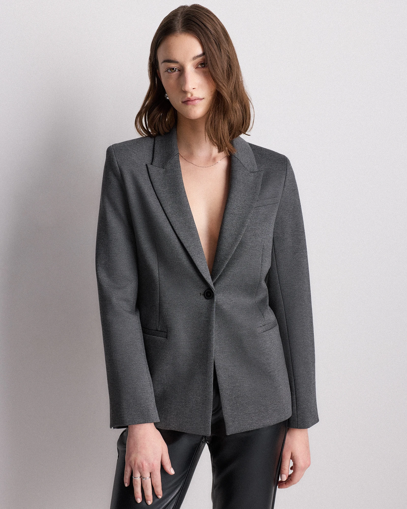 Ultra-Stretch Ponte Single-Breasted Blazer