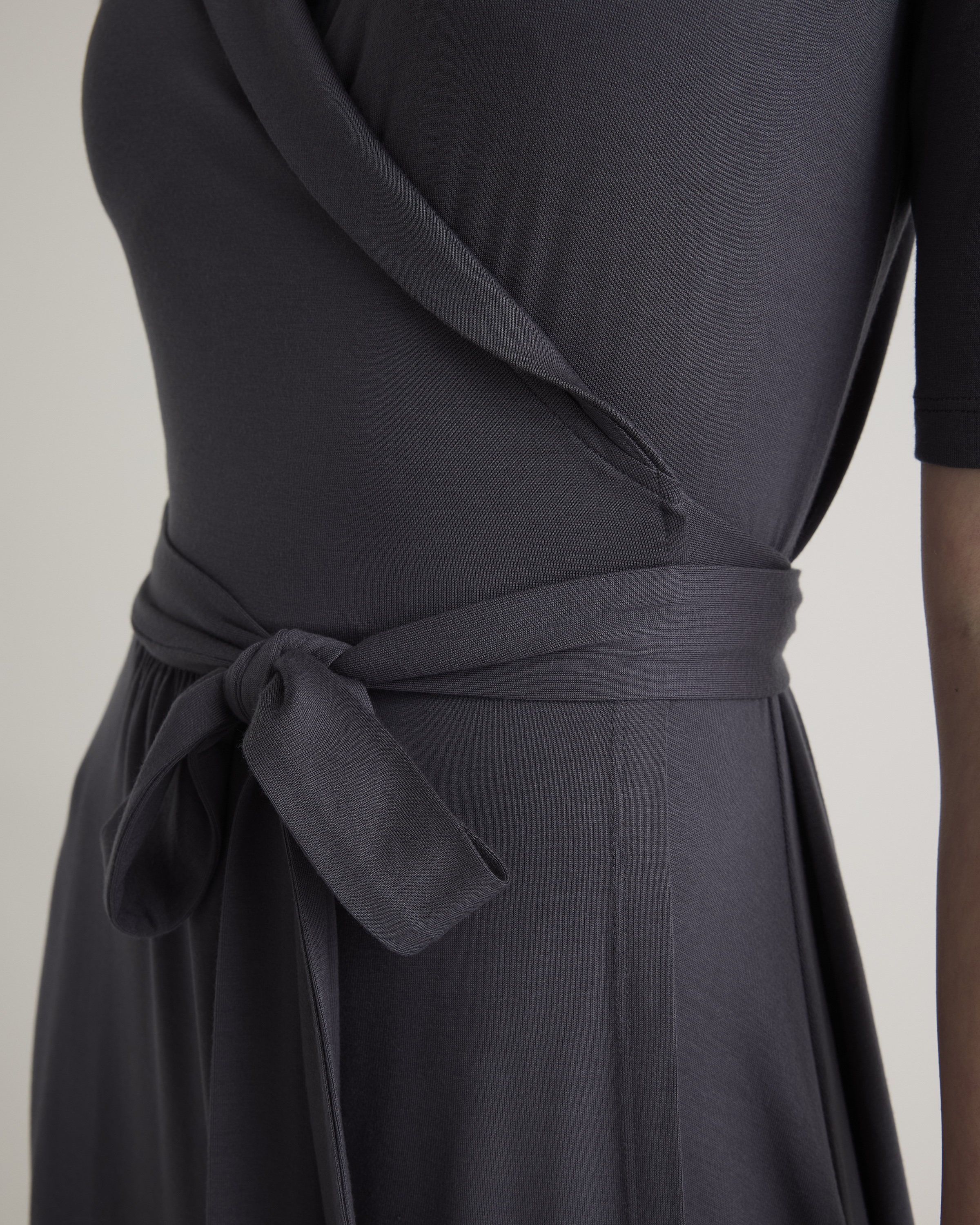 Quince Women's Tencel Jersey Midi Wrap Dress, Carbon Grey, Size XS - Eco-Friendly, Comfortable, Modern Length