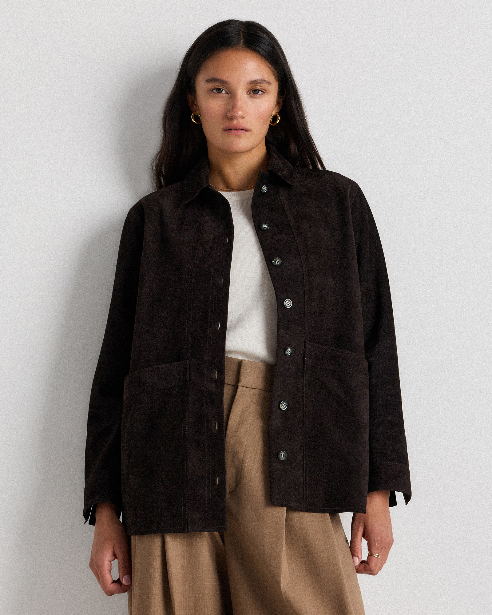 Charcoal Black Blouson ouvrier 100 % suède