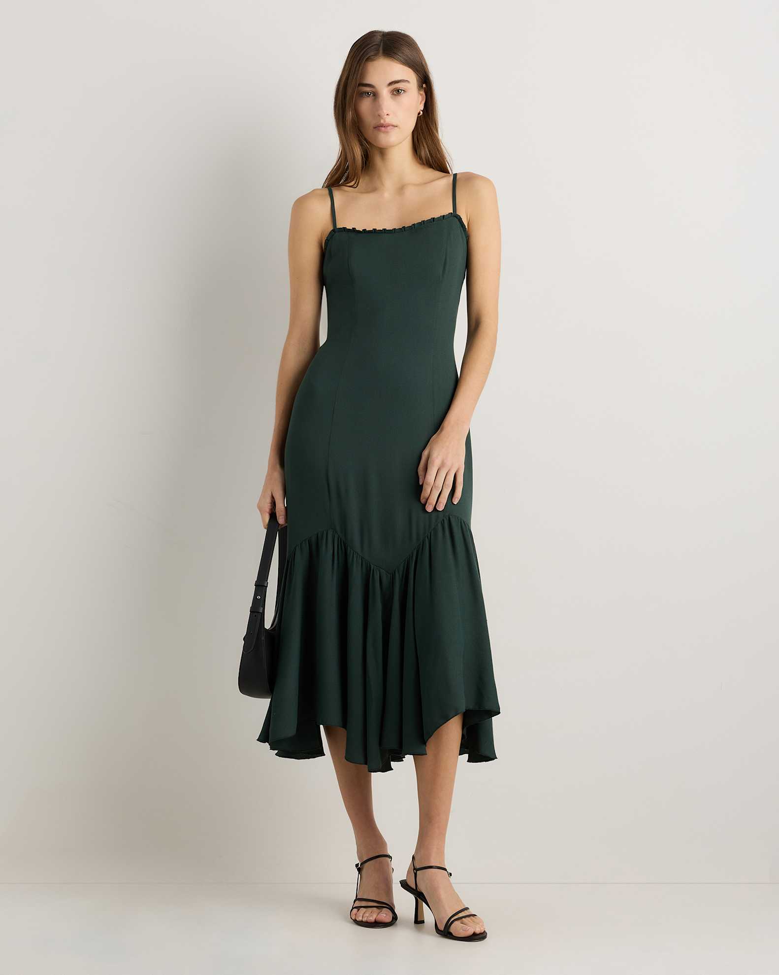 forest green dress midi Forest Green Long Sleeve Midi Dress