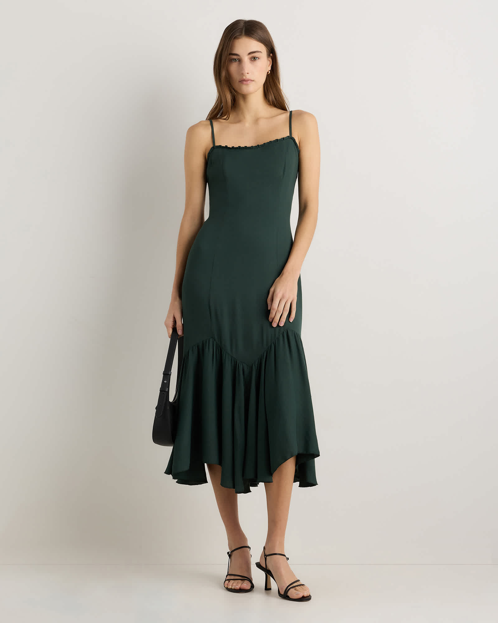 pleated green midi dress Ottilie Olive Green Pleated Midi Dress