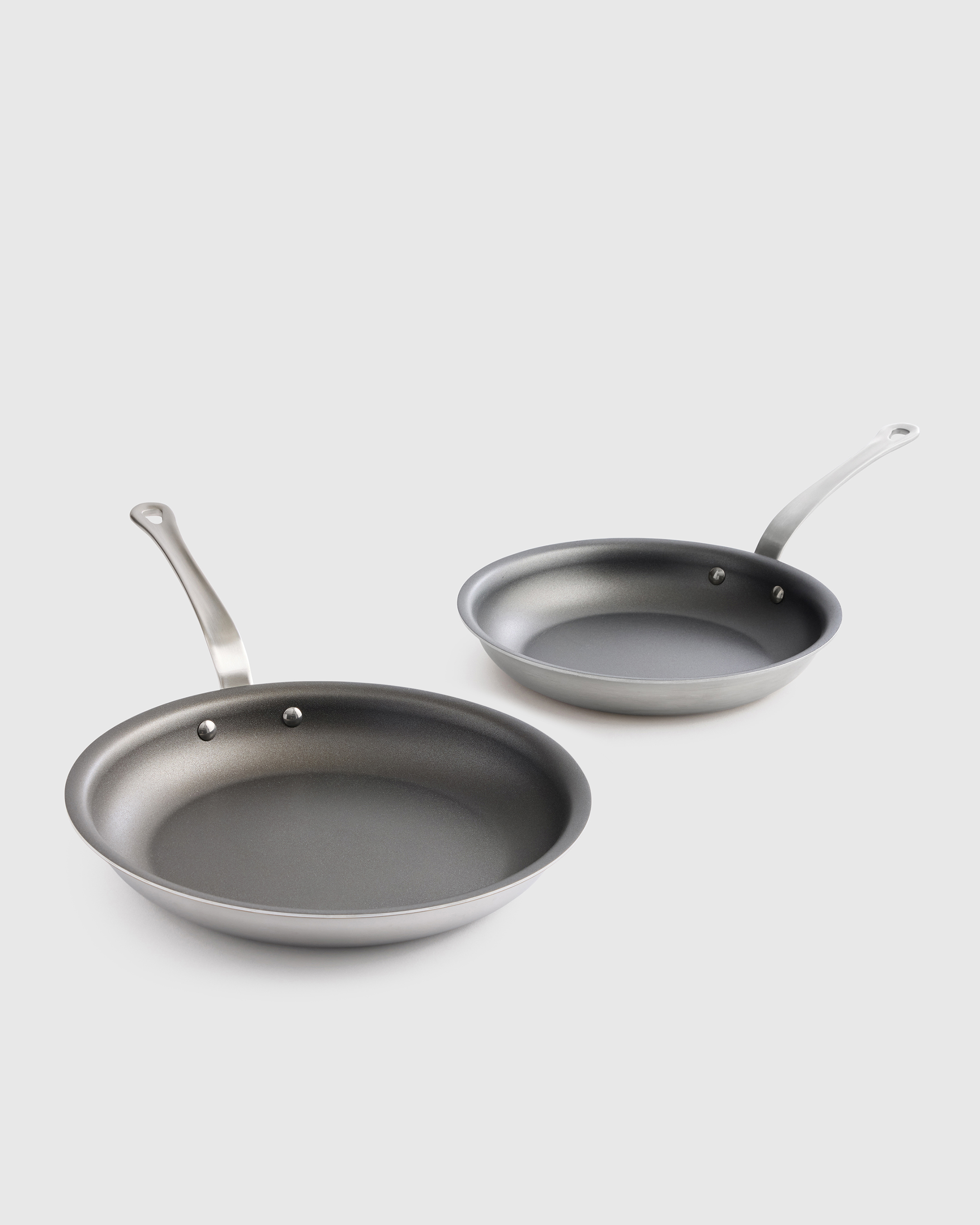 No Color 5-Ply Stainless Steel Nonstick Cookware: 2-Piece Frying Pan Set: 10" & 12"
