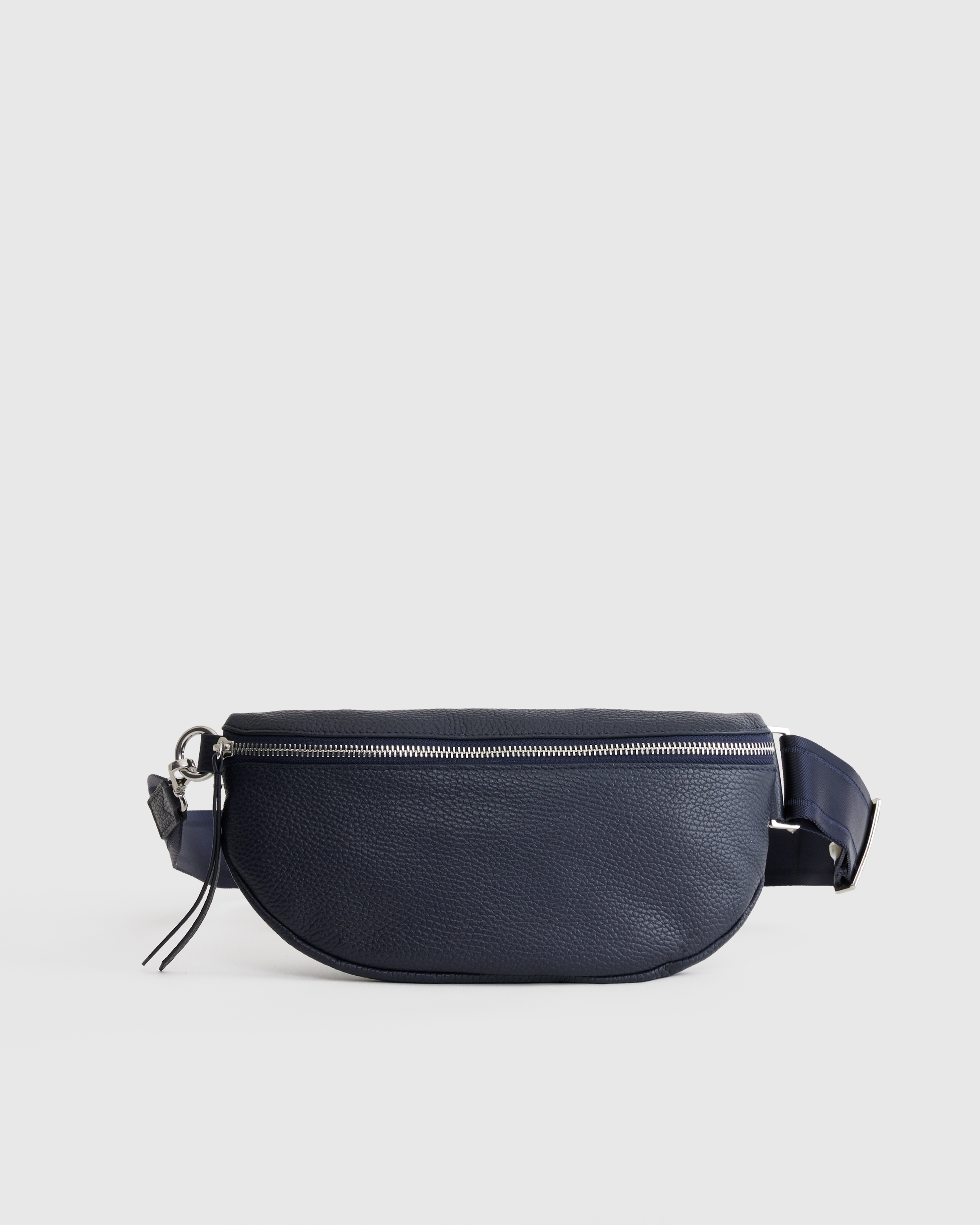 Navy Italian Pebbled Leather Sling Bag