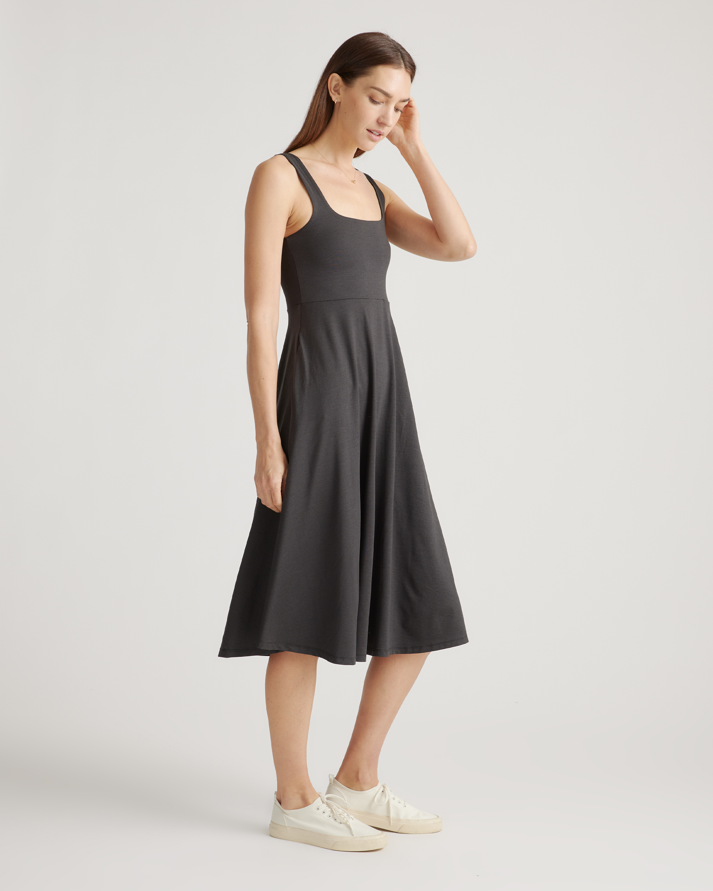 chinese dress ladies Shop Black Fit And Flare Midi Dress - for Women | OUTZIDR main image 1
