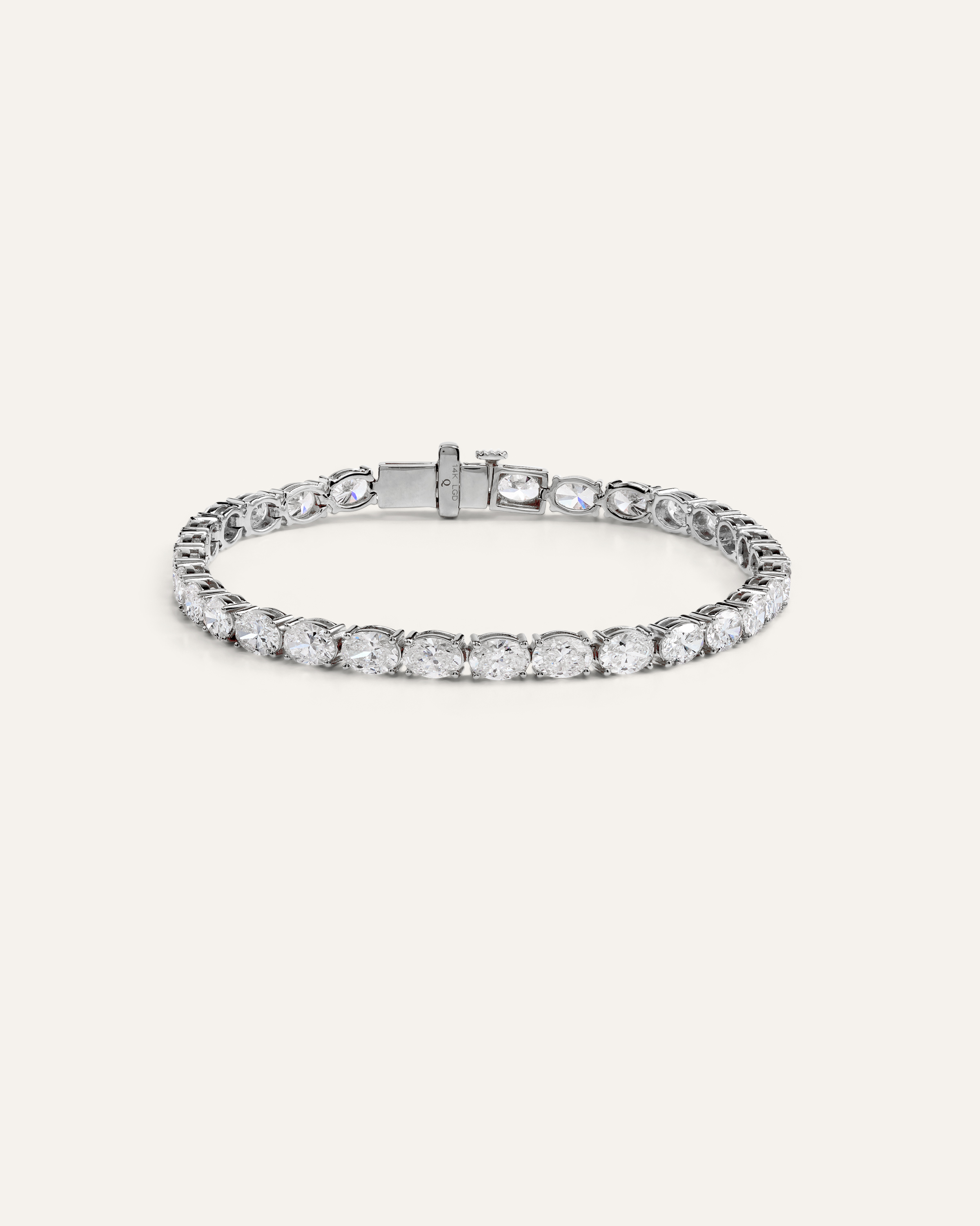 White Gold 14K Gold Lab Grown Diamond East-West Oval Tennis Bracelet - 10ctw