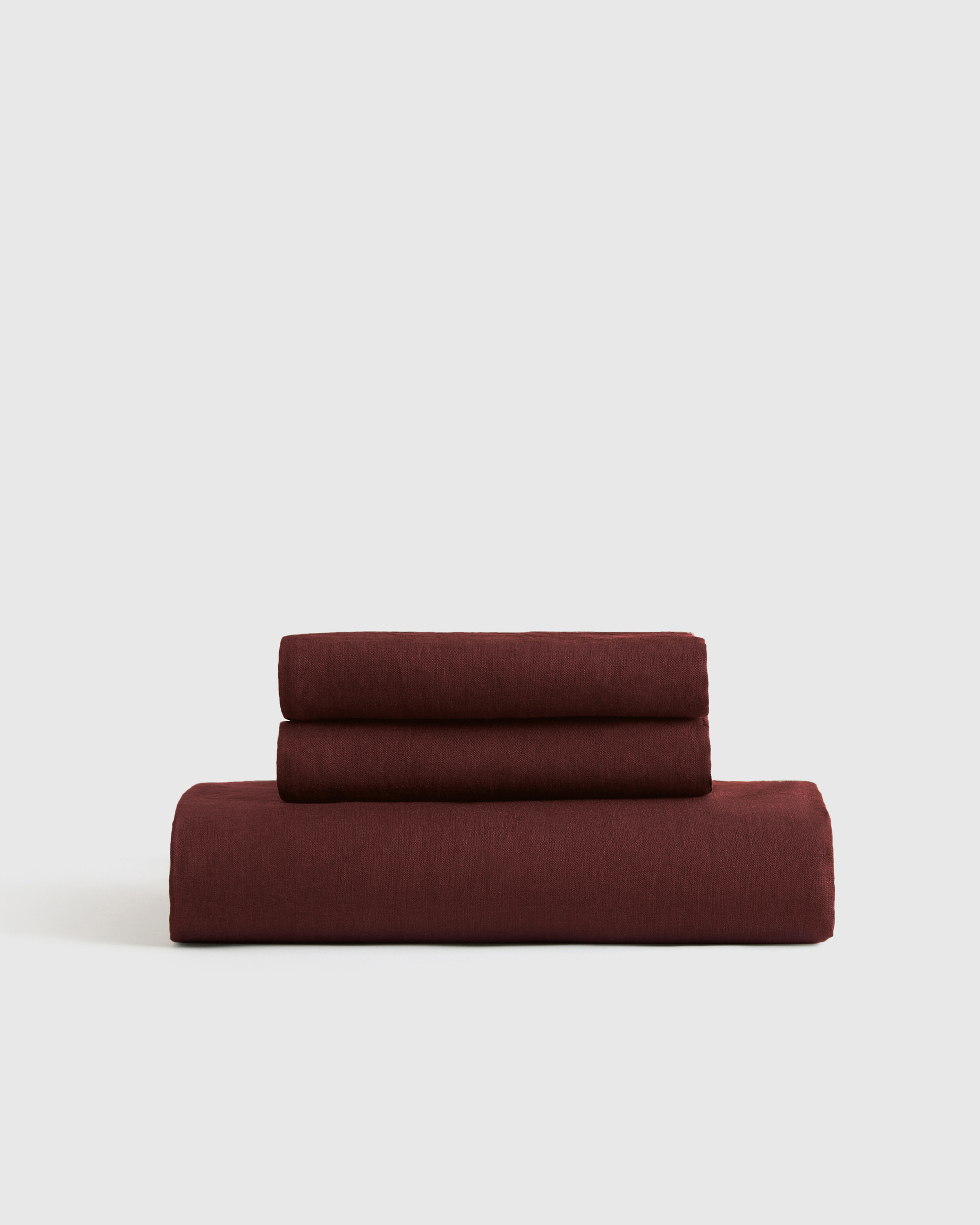 Burgundy European Linen Fitted Sheet Set