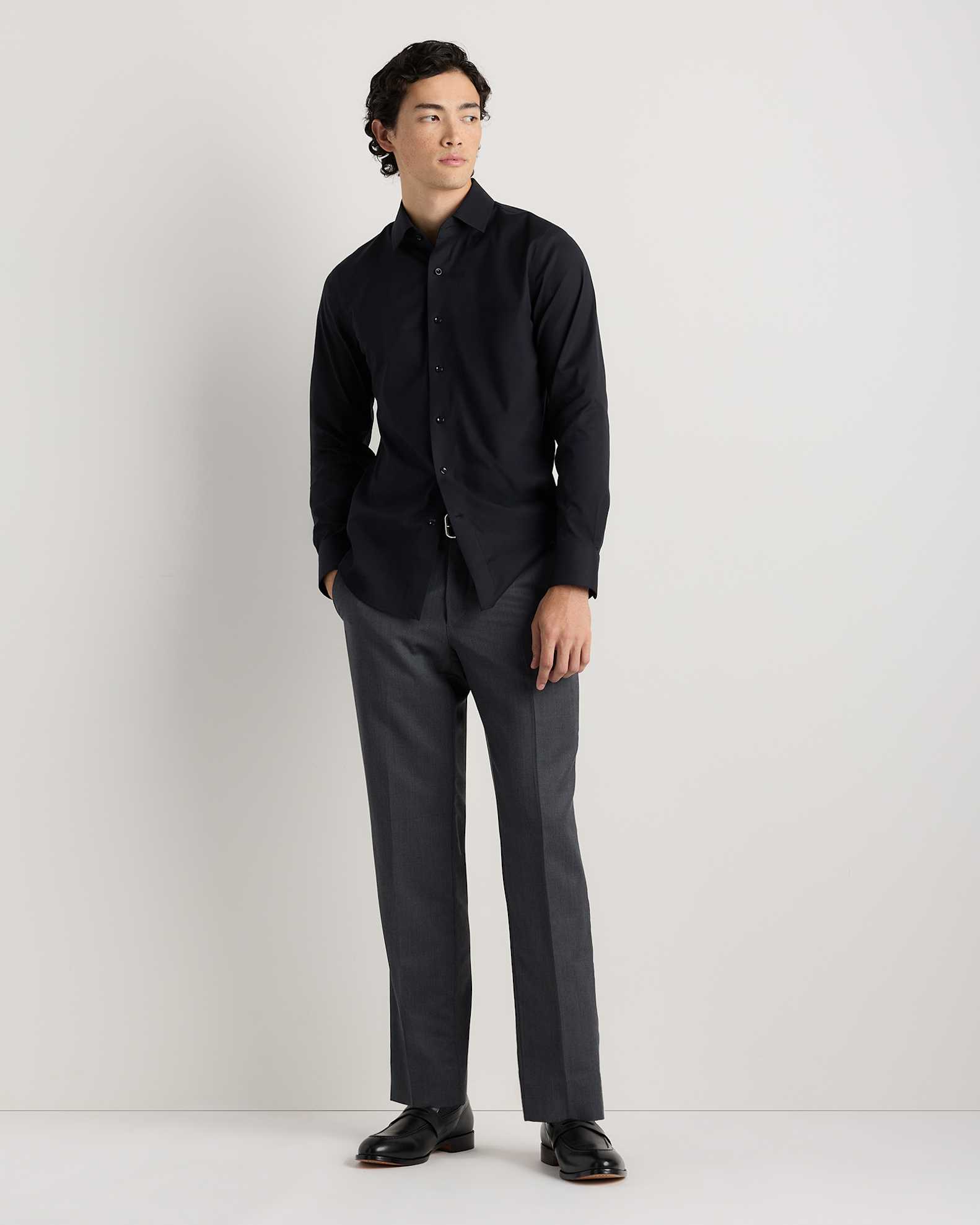 Men's Organic Cotton Oxford Non-Iron Dress Shirt - Slim Fit in Black Men's Organic Cotton Oxford Non-Iron Dress Shirt - Slim Fit in Black