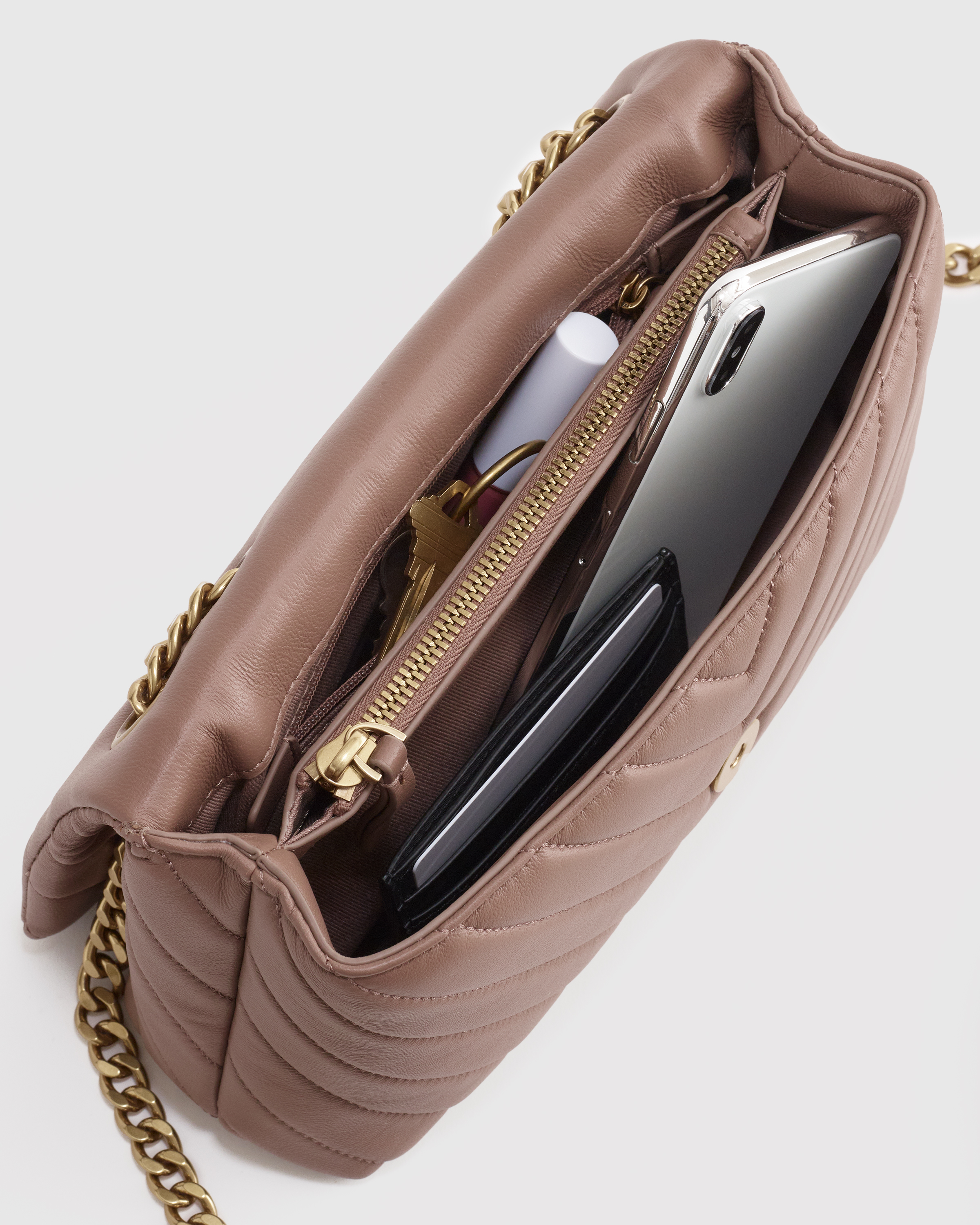 Italian Leather Quilted Convertible Crossbody - Thumbnail 4