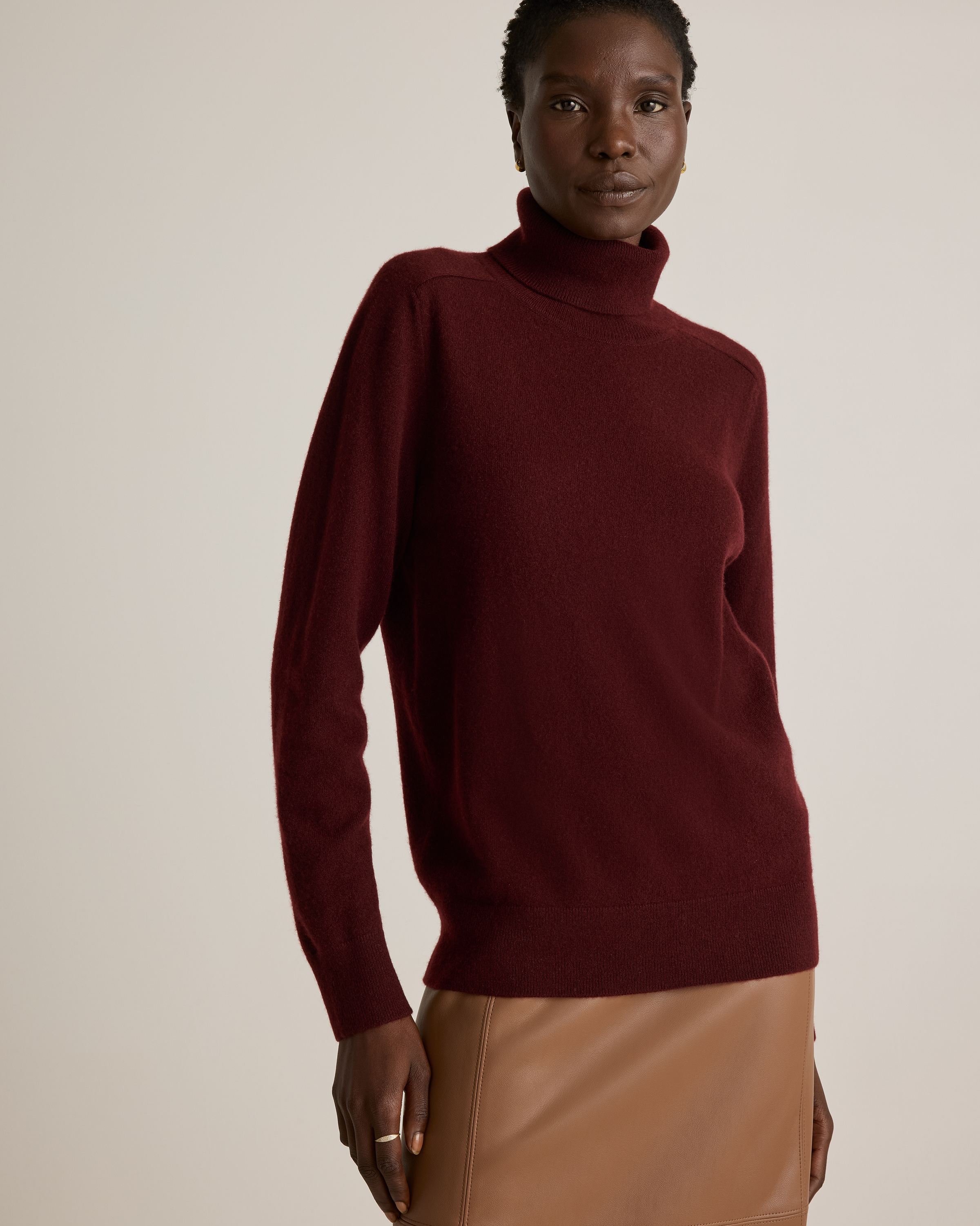 Cashmere Turtleneck Sweater in Rich Burgundy