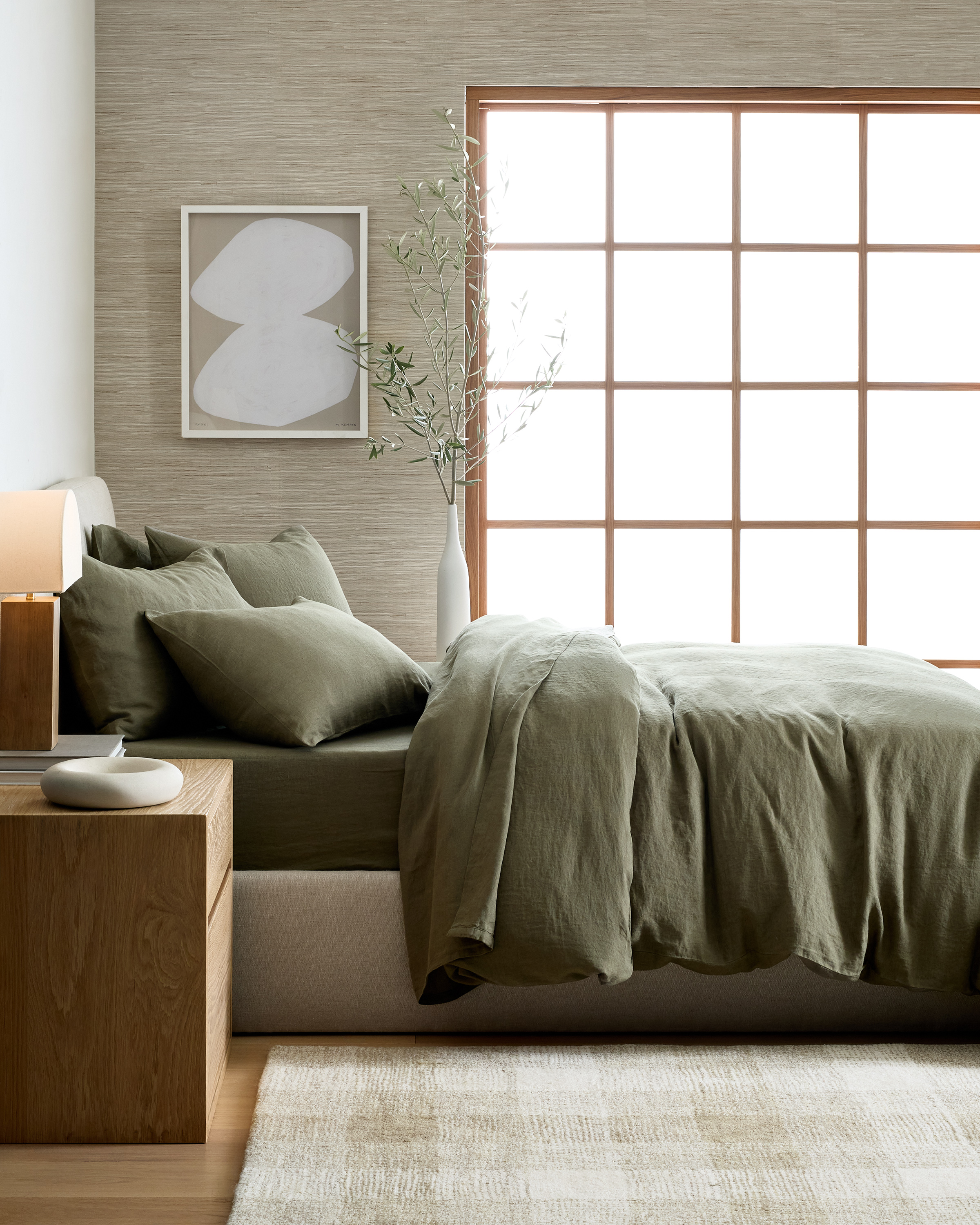 Dusty Olive European Linen Duvet Cover