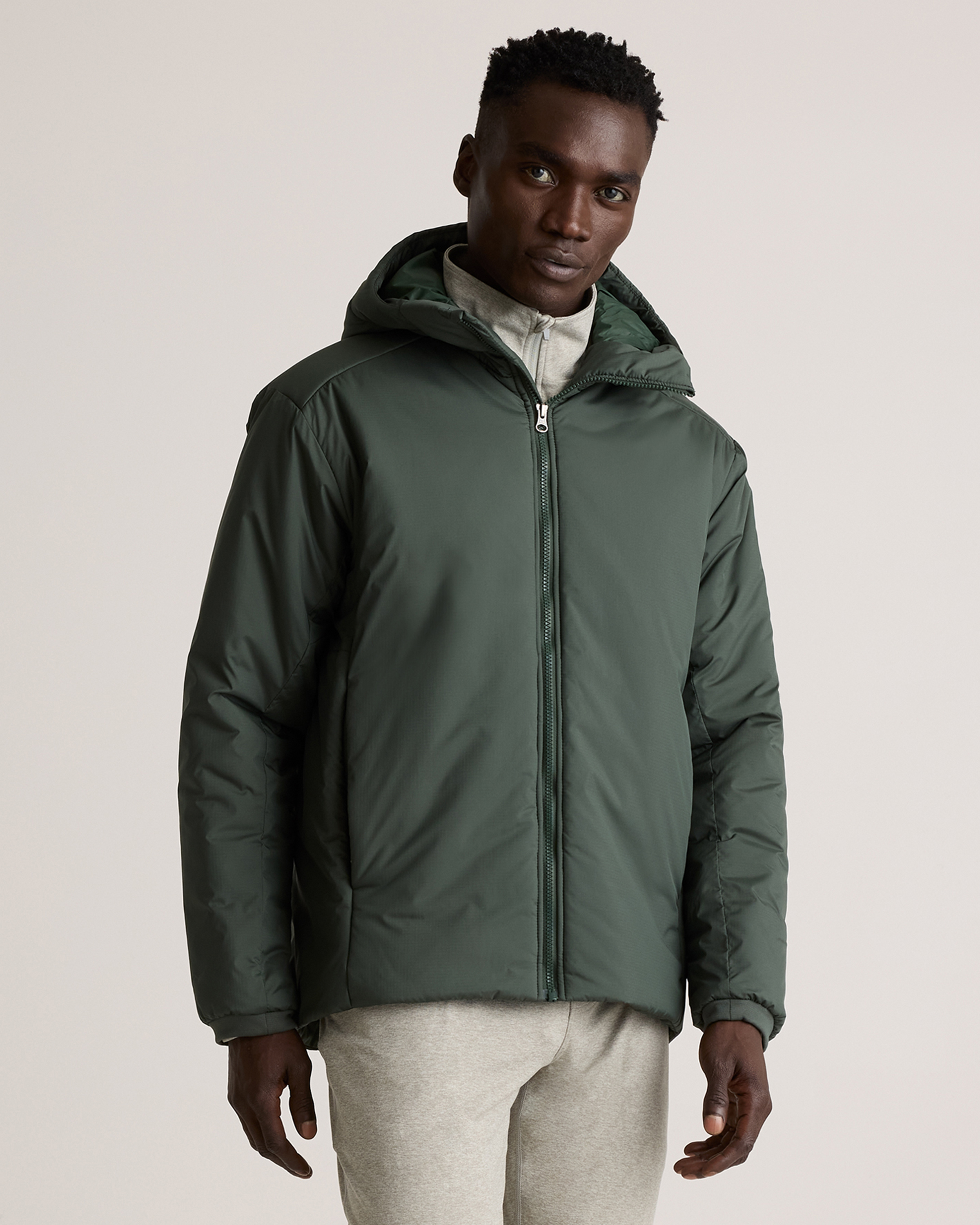 Quince Men's Hybrid Insulated Heavyweight Hooded Jacket In Verdant Pine