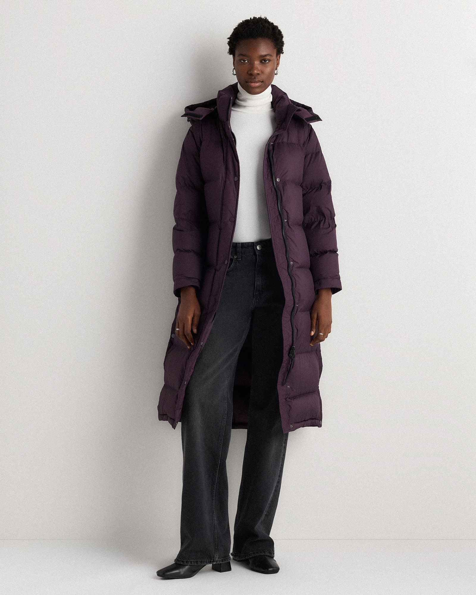 Deep Orchid Purple Responsible Down Long Puffer Jacket 