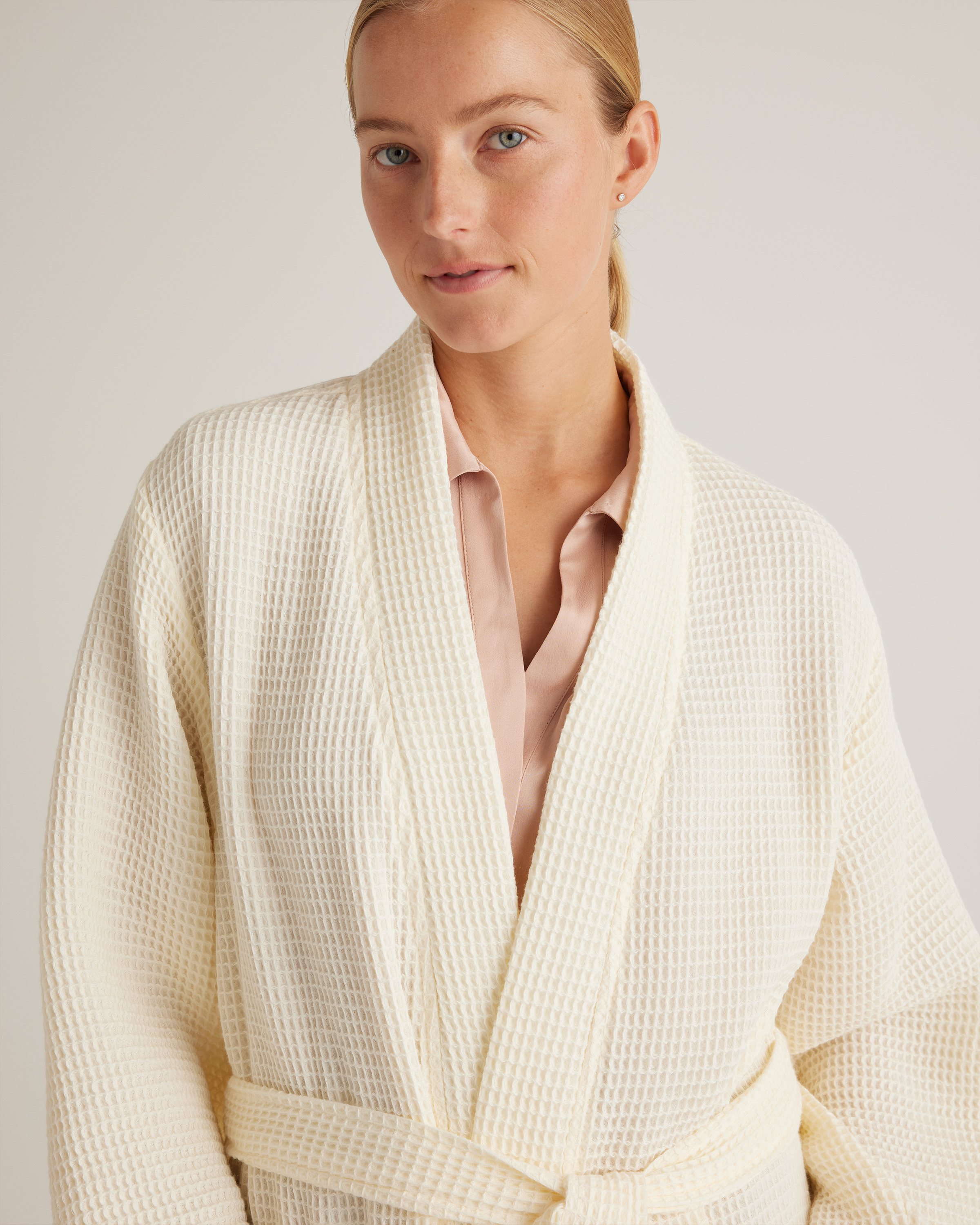 Organic Turkish Waffle Robe - Ivory, M