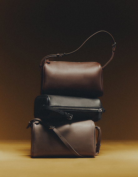 Dark Brown Italian Leather Mini Barrel Shoulder Bag