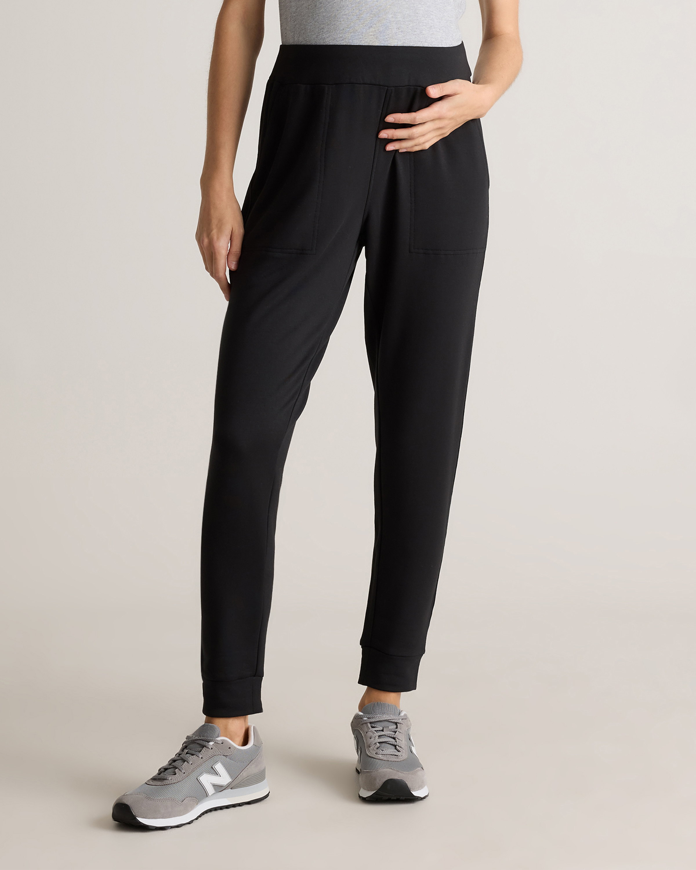 Black SuperSoft Fleece Maternity Joggers