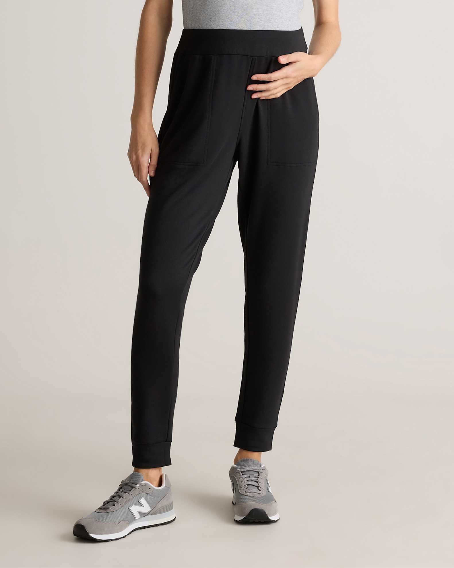 SuperSoft Fleece Maternity Over Belly Joggers in Black